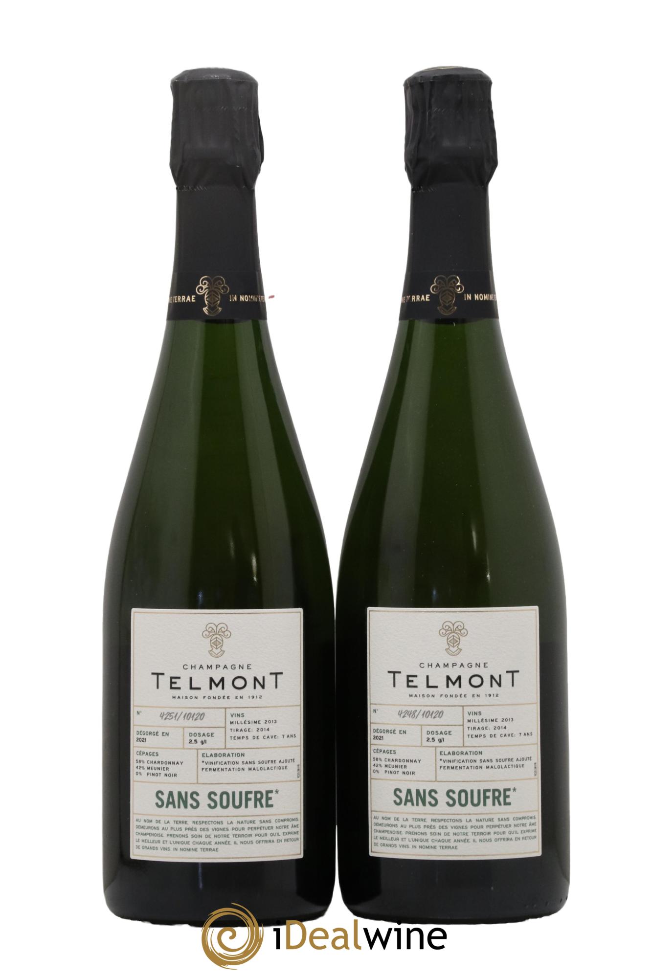 Champagne Sans Souffre Extra Brut Telmont 2013 - Lot de 2 bouteilles - 0