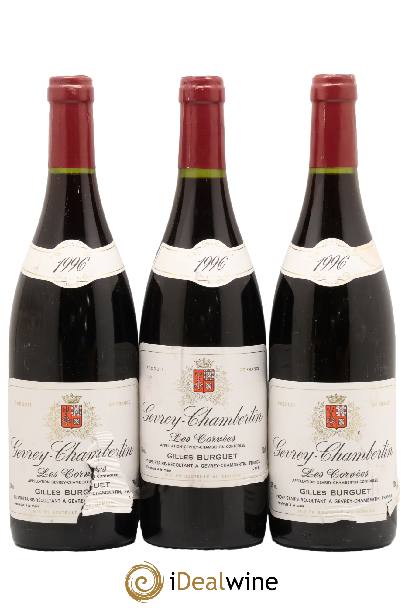 Gevrey-Chambertin Les Corvees Gilles Burguet 1996 - Lot of 3 bottles - 0