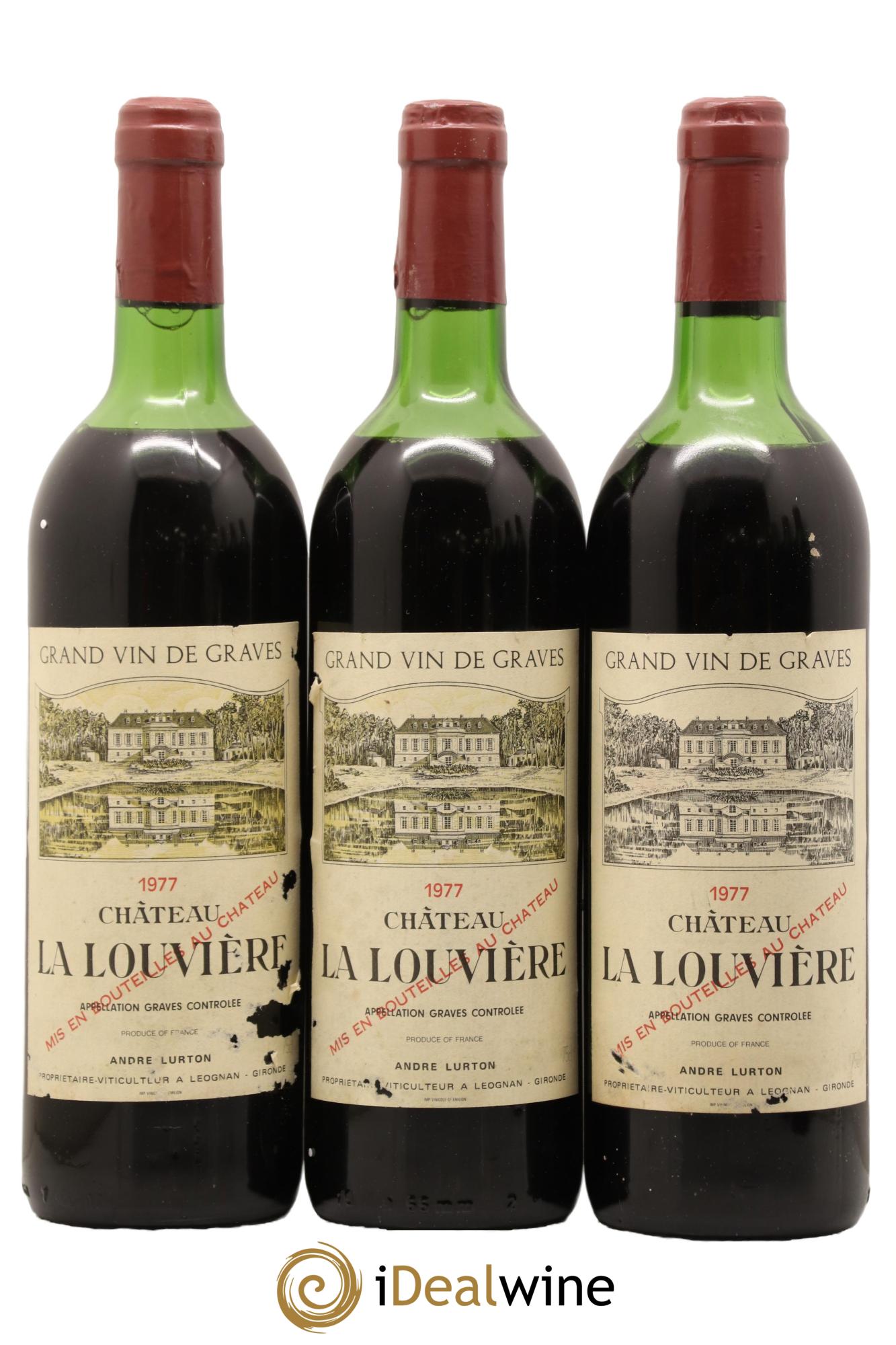 Château la Louvière 1977 - Lot de 3 bouteilles - 0