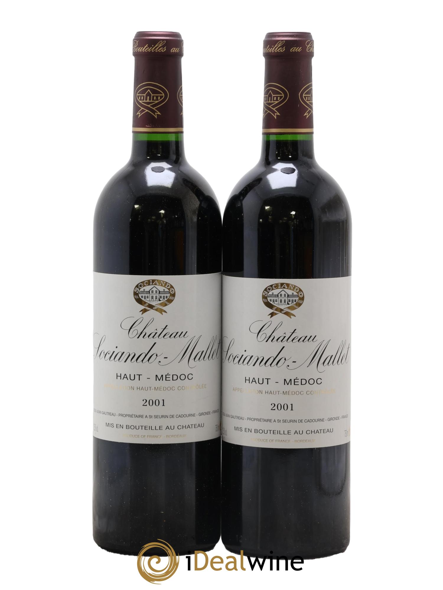 Château Sociando Mallet 2001 - Posten von 2 Flaschen - 0