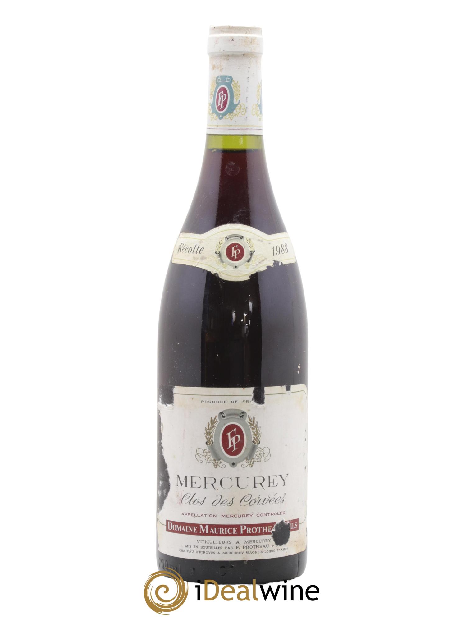 Mercurey Clos des Corvées Domaine Maurice Protheau 1988 - Lot de 1 bouteille - 0