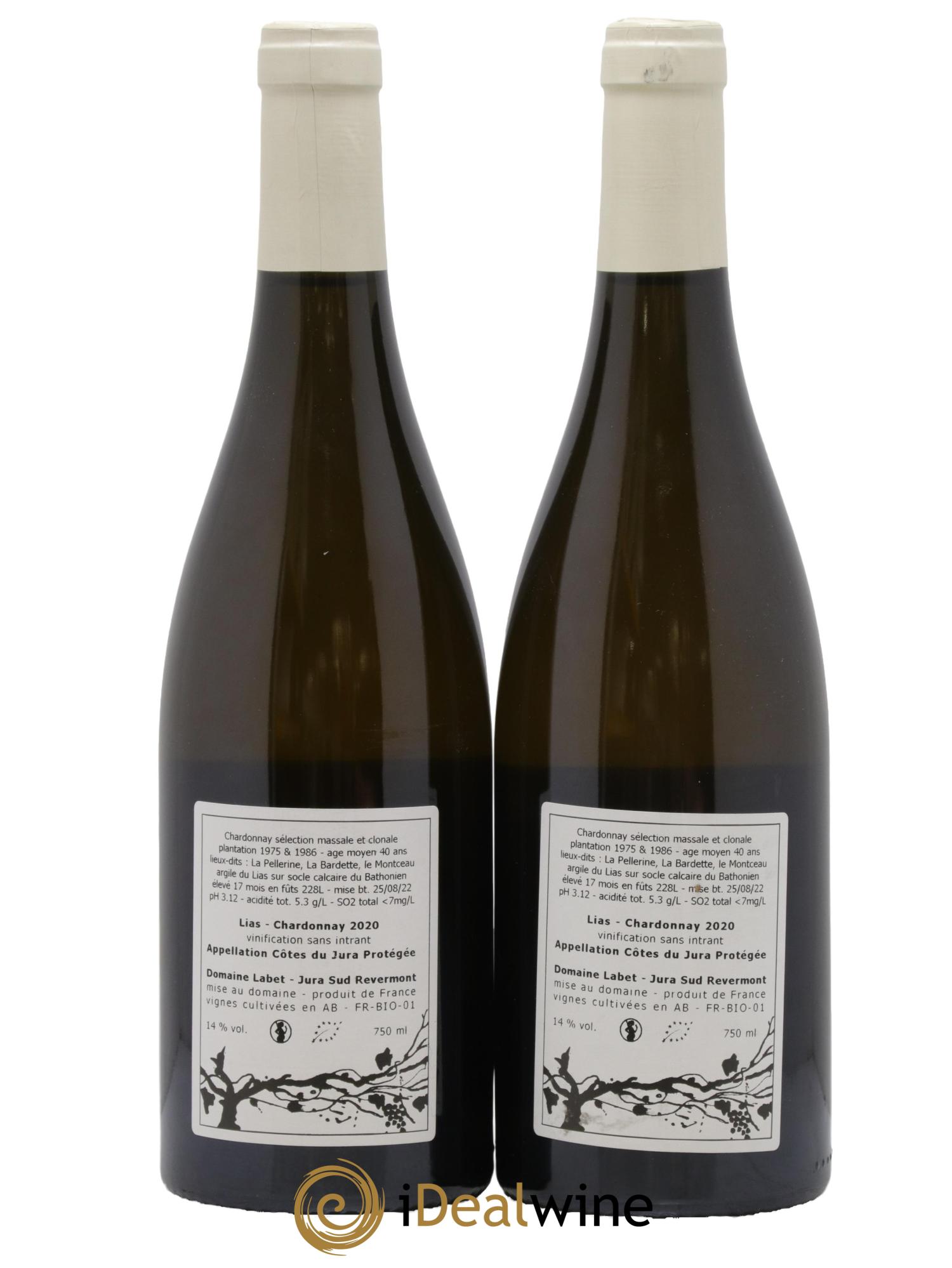 Côtes du Jura Chardonnay Lias Romain - Julien - Charline Labet 2020 - Posten von 2 Flaschen - 1