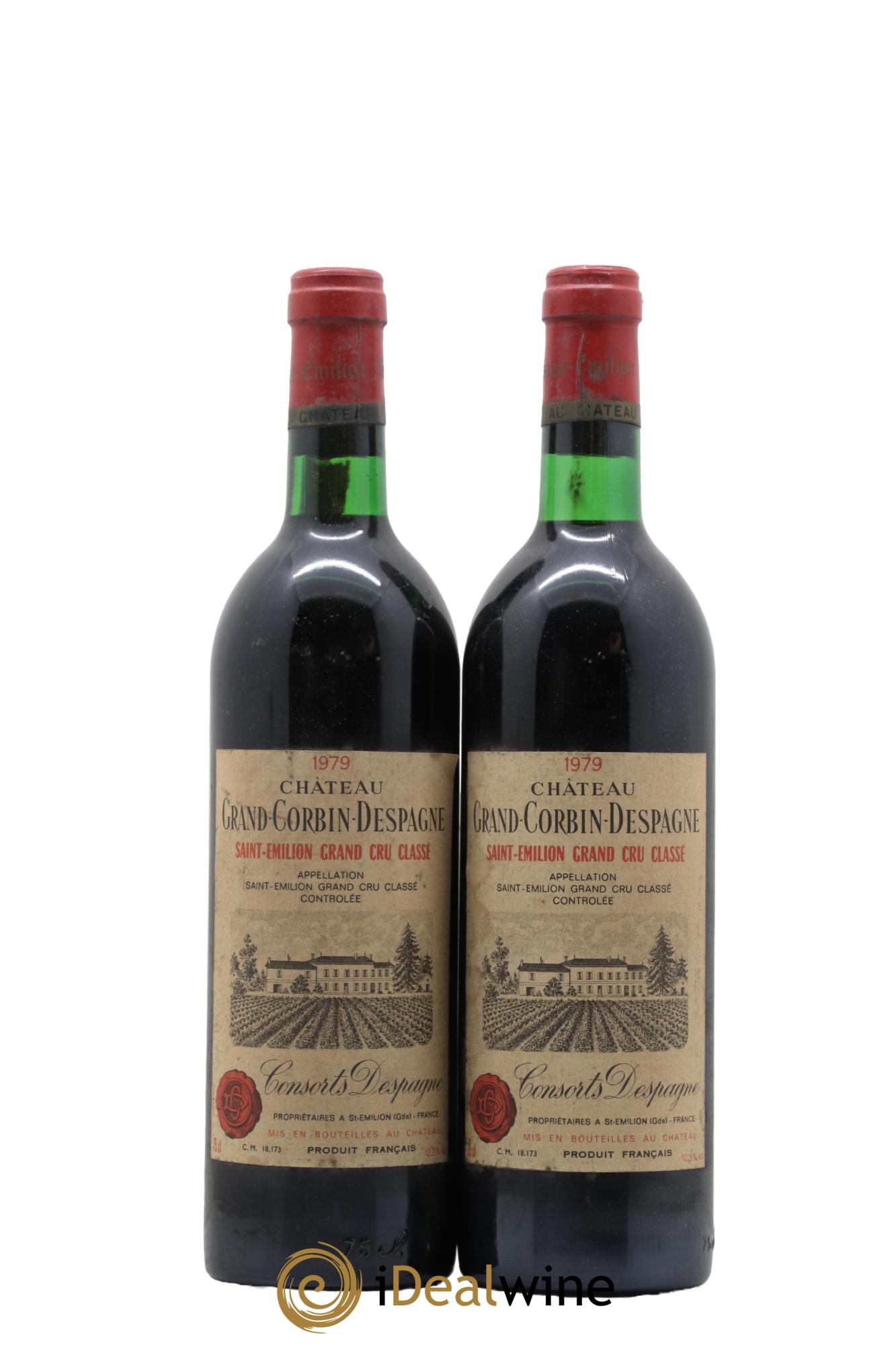 Château Grand Corbin Despagne Grand Cru Classé 1979 - Lot de 2 bouteilles - 0