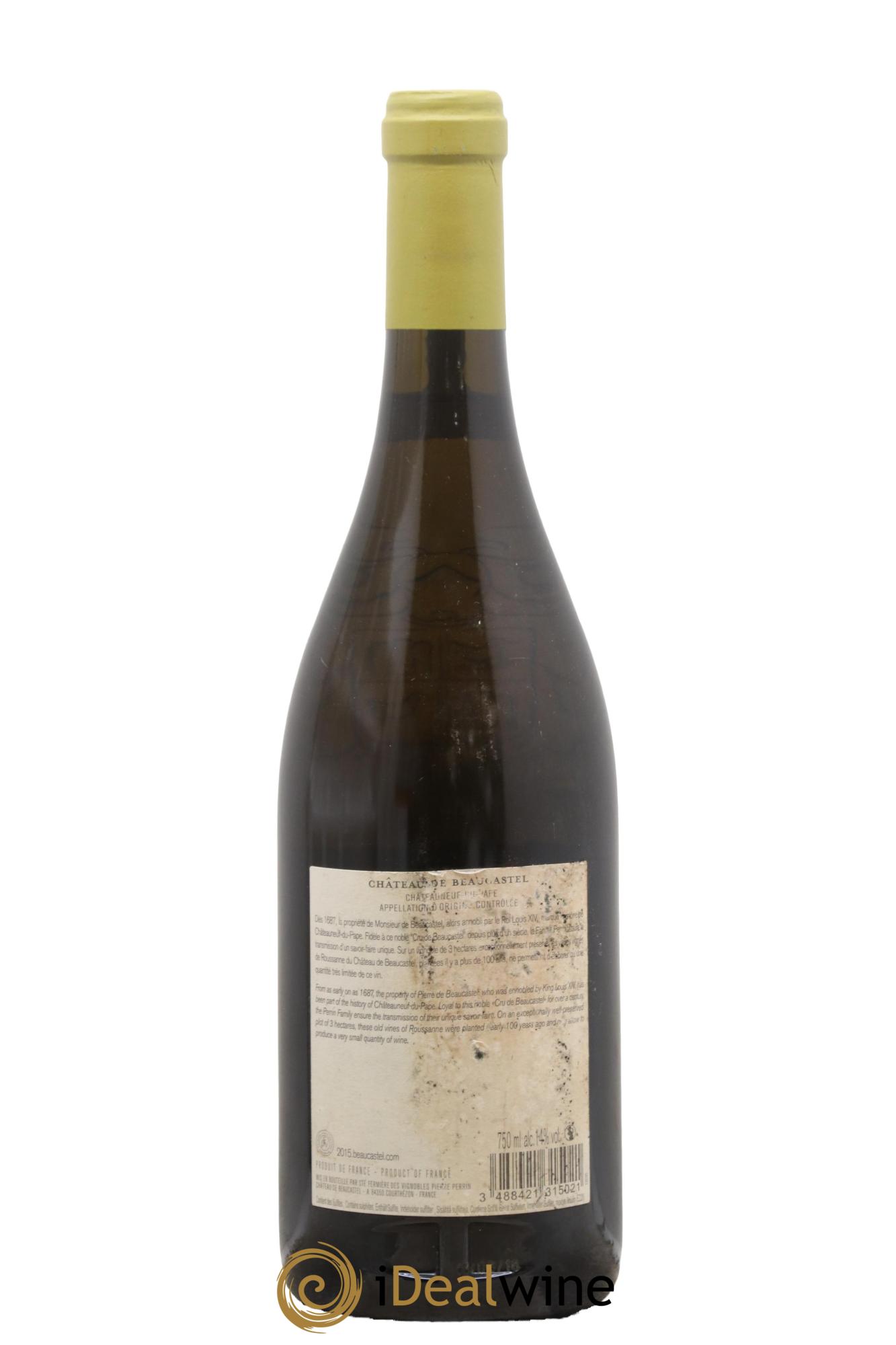 Châteauneuf-du-Pape Château de Beaucastel Vieilles vignes Roussanne Famille Perrin 2015 - Lot de 1 bouteille - 1