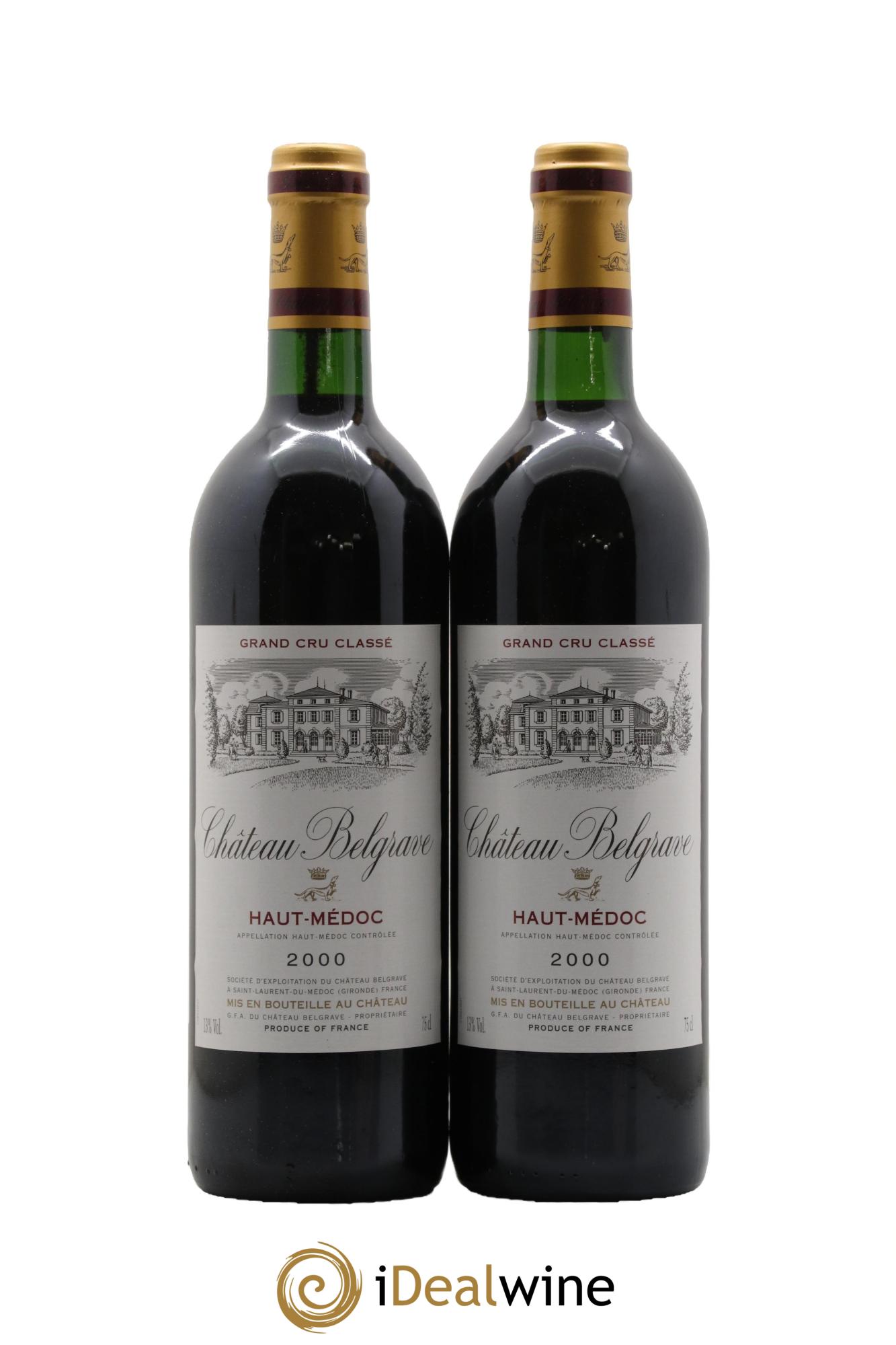 Château Belgrave 5ème Grand Cru Classé 2000 - Lot de 2 bouteilles - 0