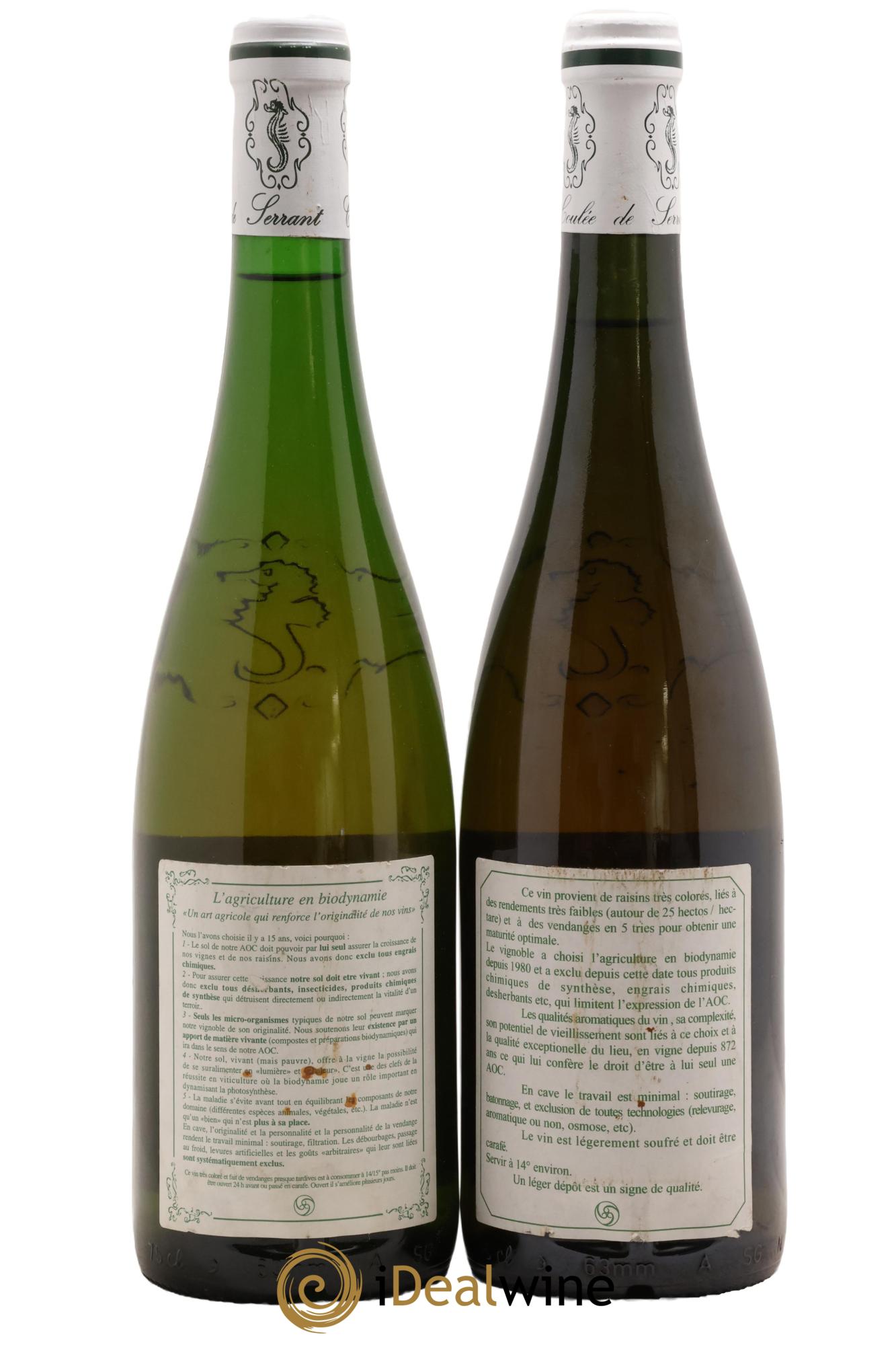 Savennières Clos de la Coulée de Serrant Vignobles de la Coulée de Serrant - Nicolas Joly 2001 - Lot de 2 bouteilles - 1