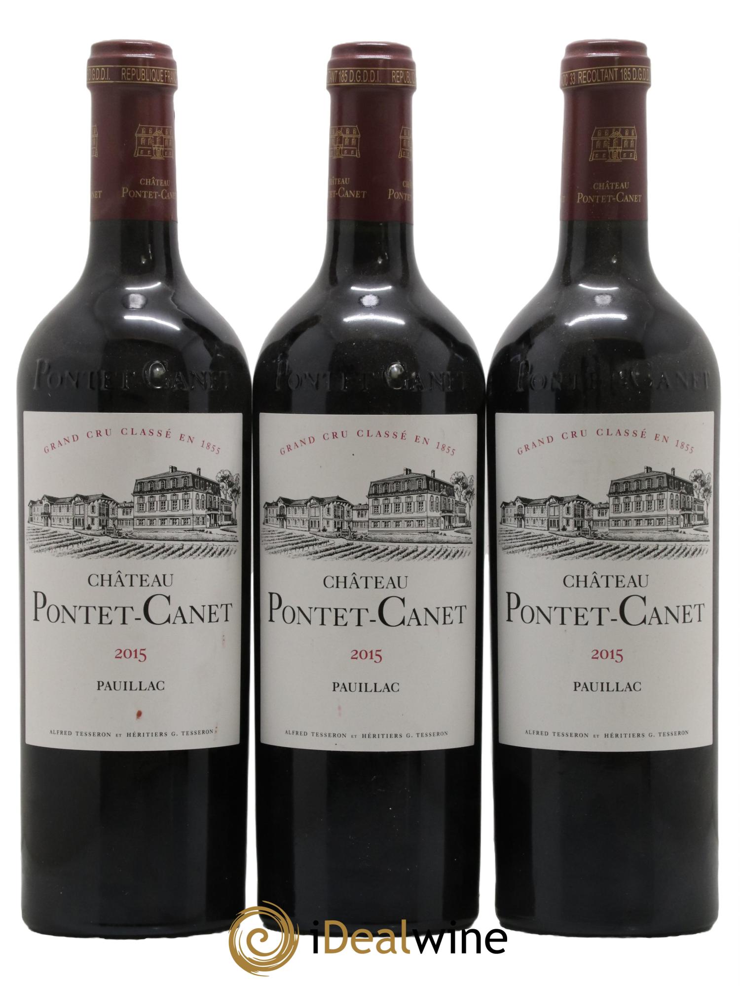 Château Pontet Canet 5ème Grand Cru Classé 2015 - Lot de 3 bouteilles - 0