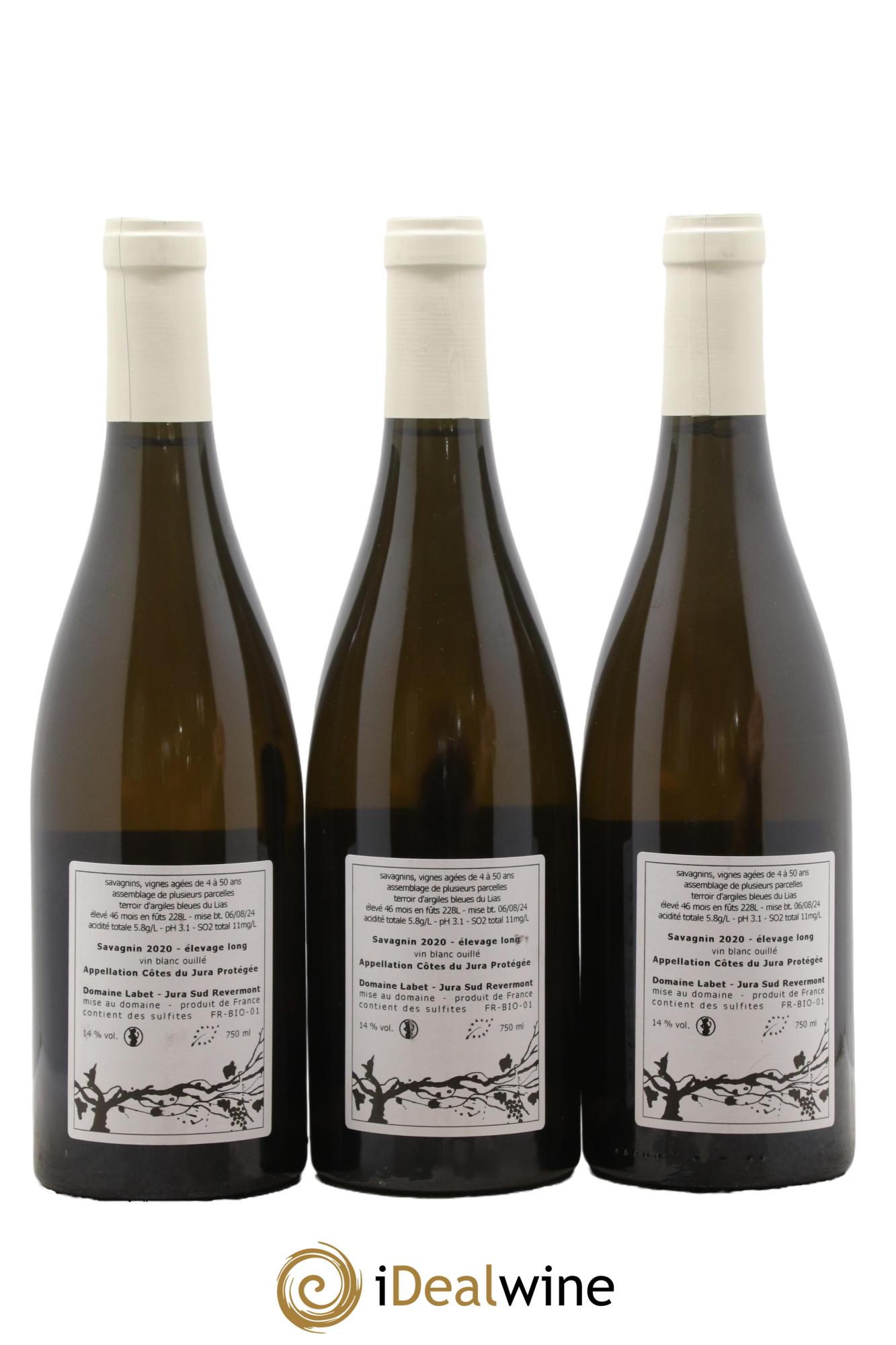 Côtes du Jura Savagnin Ouillé Elevage Long Labet (Domaine) 2020 - Lot de 3 bouteilles - 1