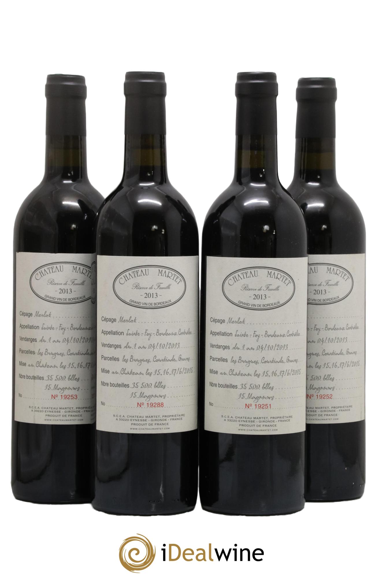 Château Martet 2013 - Lot of 4 bottles - 0
