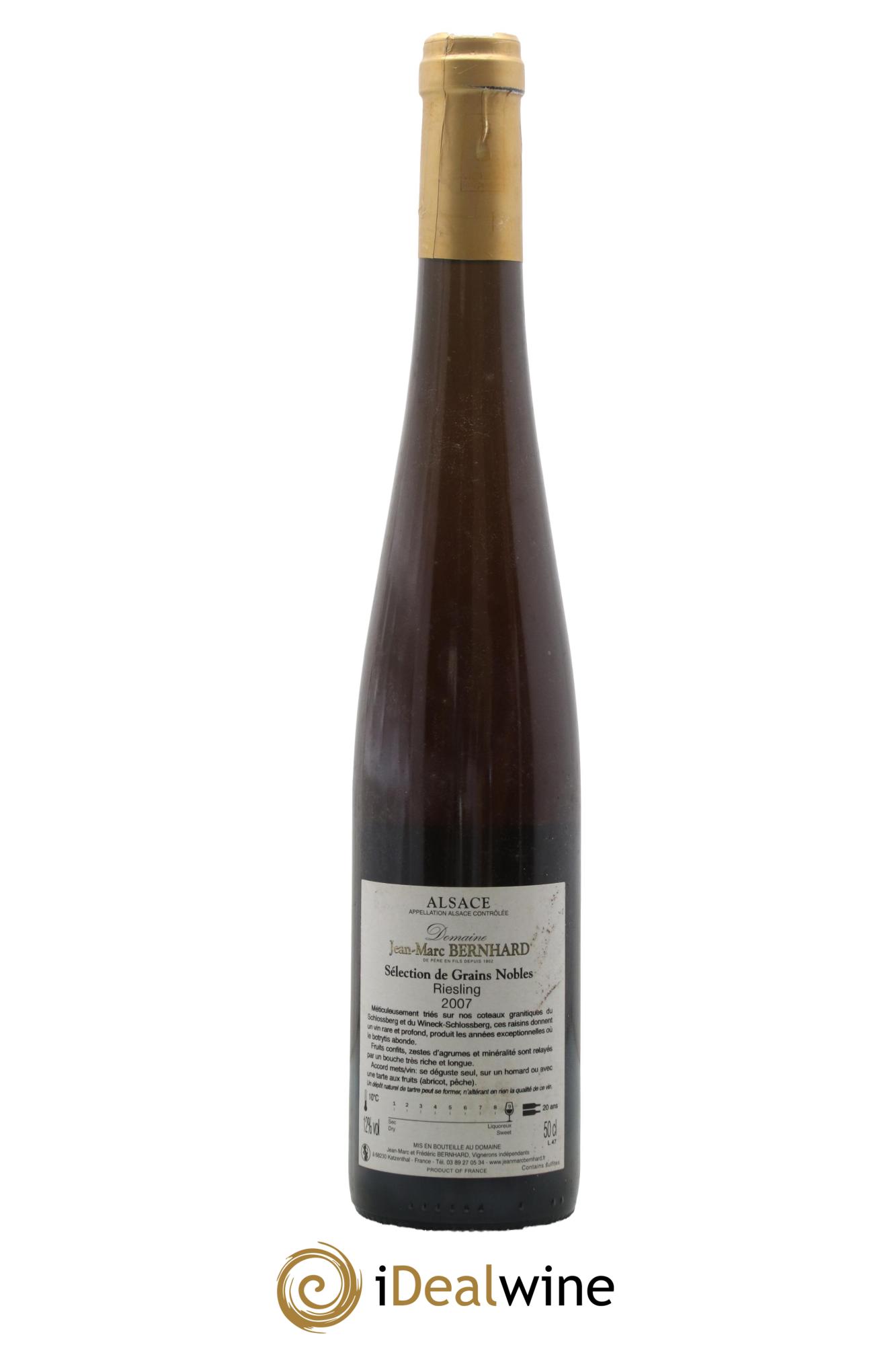 Alsace Riesling Séléction Grains Nobles Domaine Jean Marc Bernhard 2007 - Lot de 1 format 50cl - 1