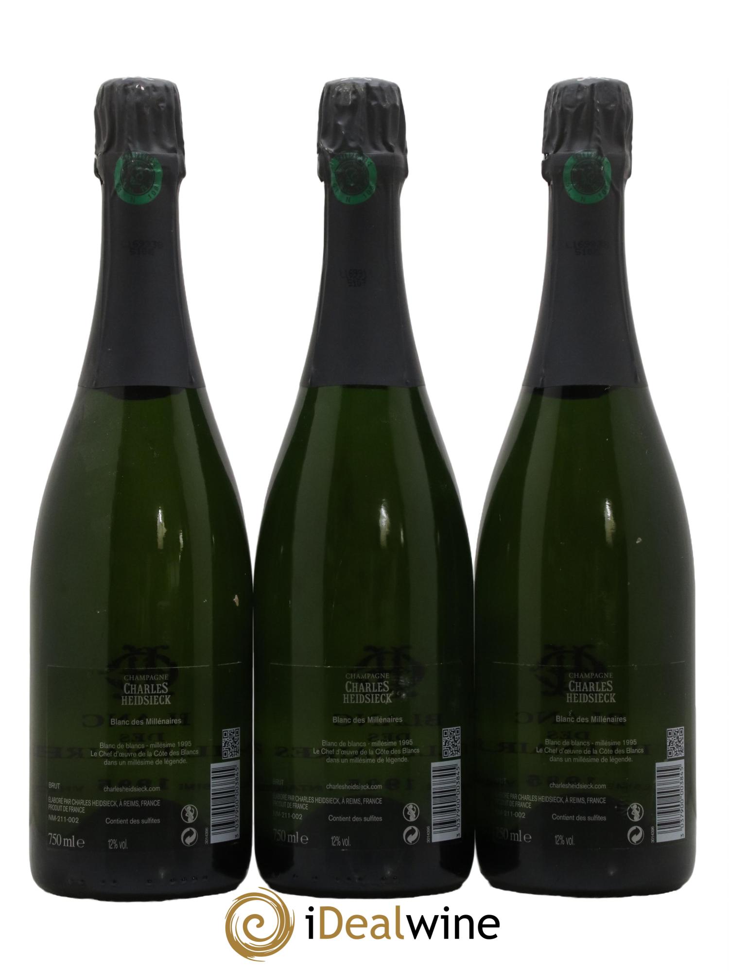 Blanc de Blancs Blanc des Millénaires Brut Charles Heidsieck 1995 - Lot de 3 bouteilles - 1