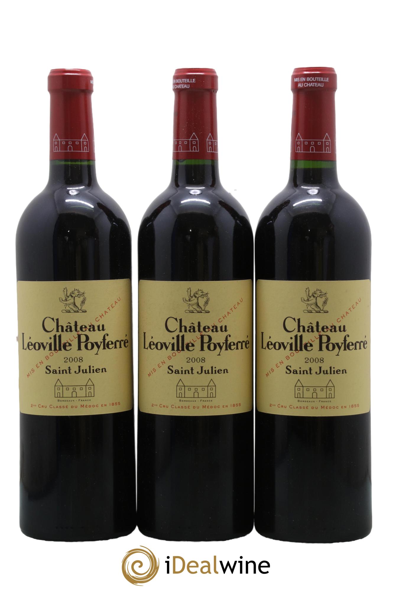 Château Léoville Poyferré 2ème Grand Cru Classé 2008 - Posten von 3 Flaschen - 0