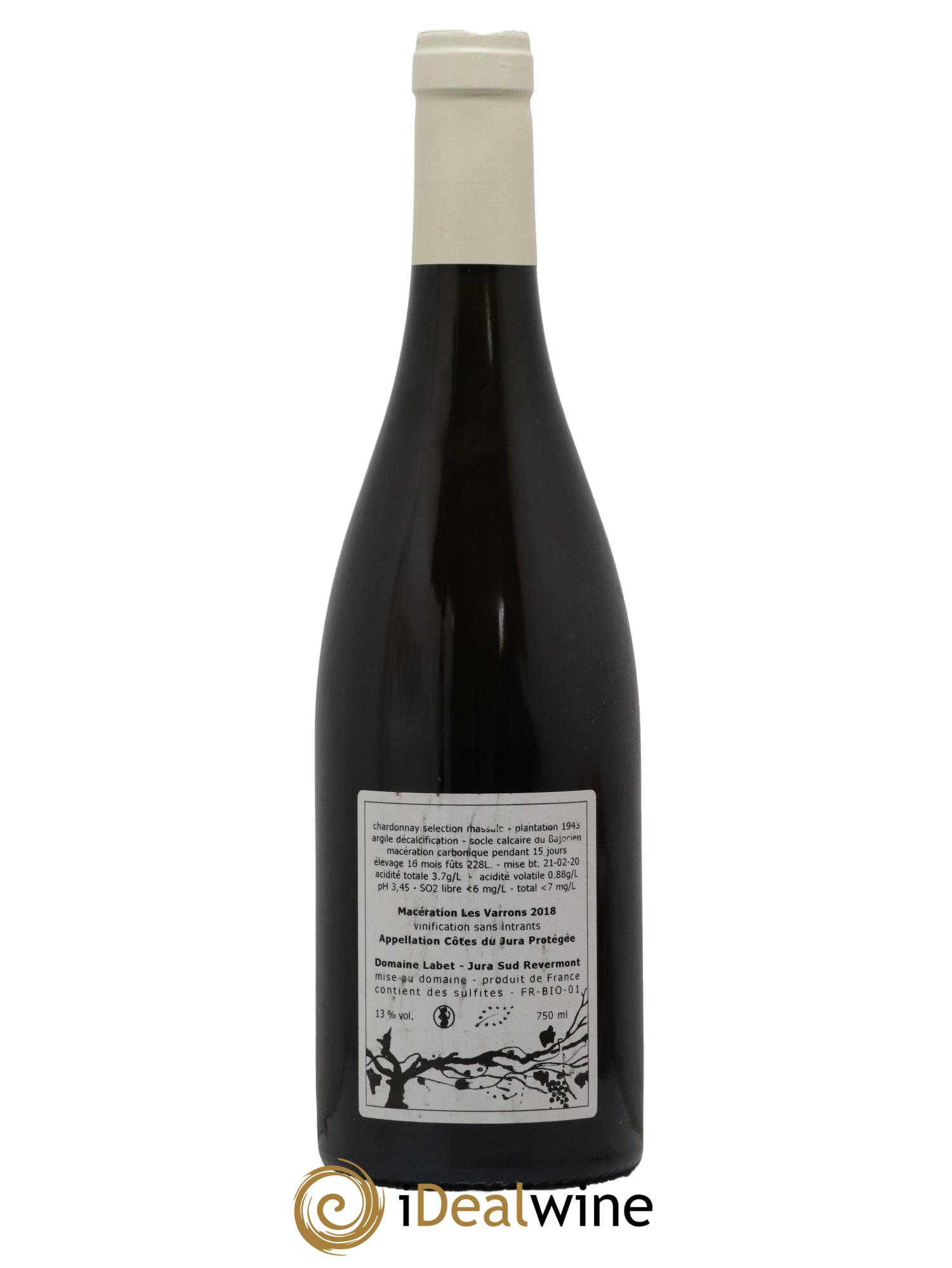Côtes du Jura Chardonnay Les Varrons Macération Romain - Julien  - Charline Labet 2018 - Lot de 1 bouteille - 1