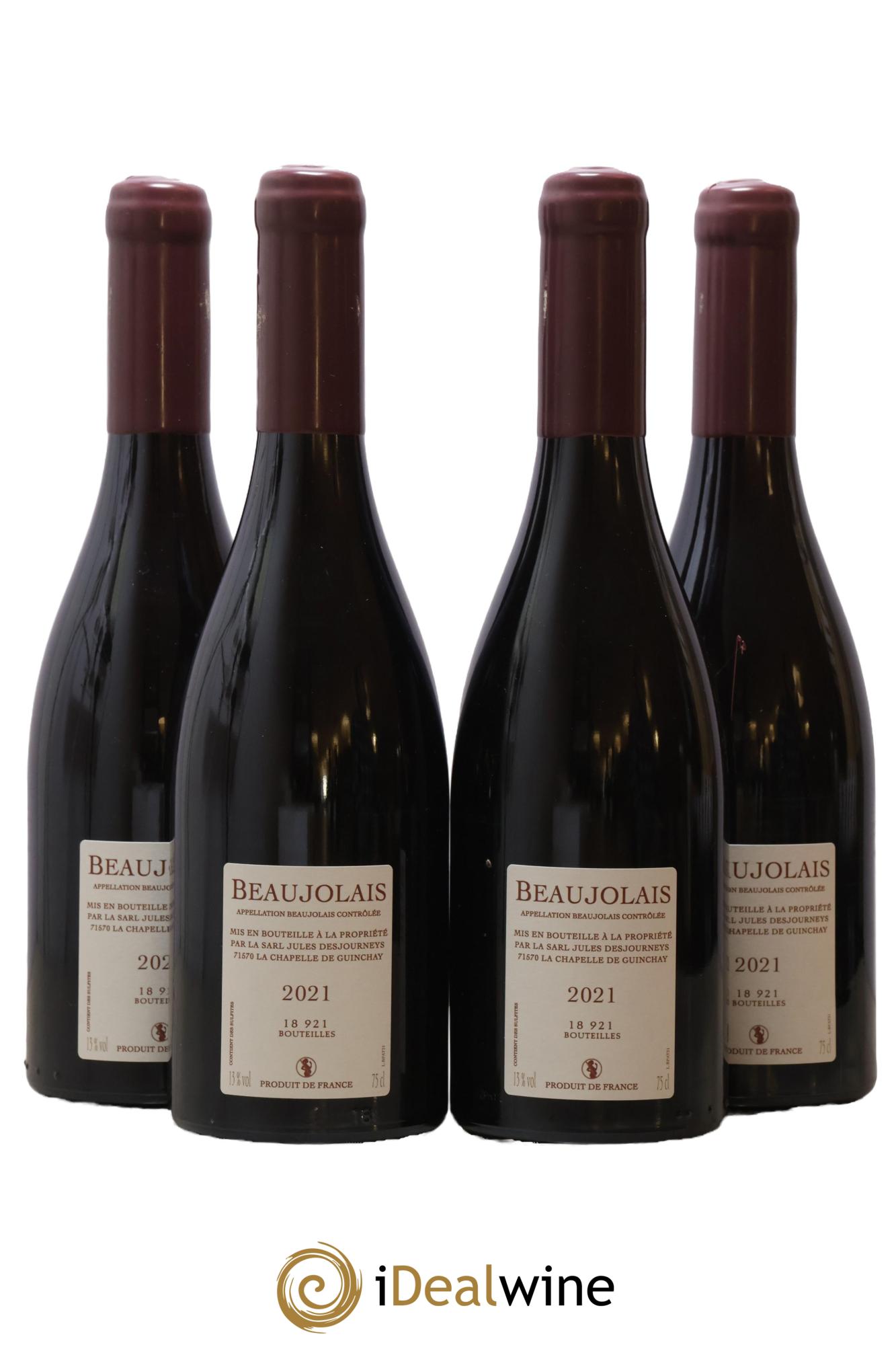 Beaujolais Jules Desjourneys Je M'Applique… 2021 - Lot de 4 bouteilles - 1