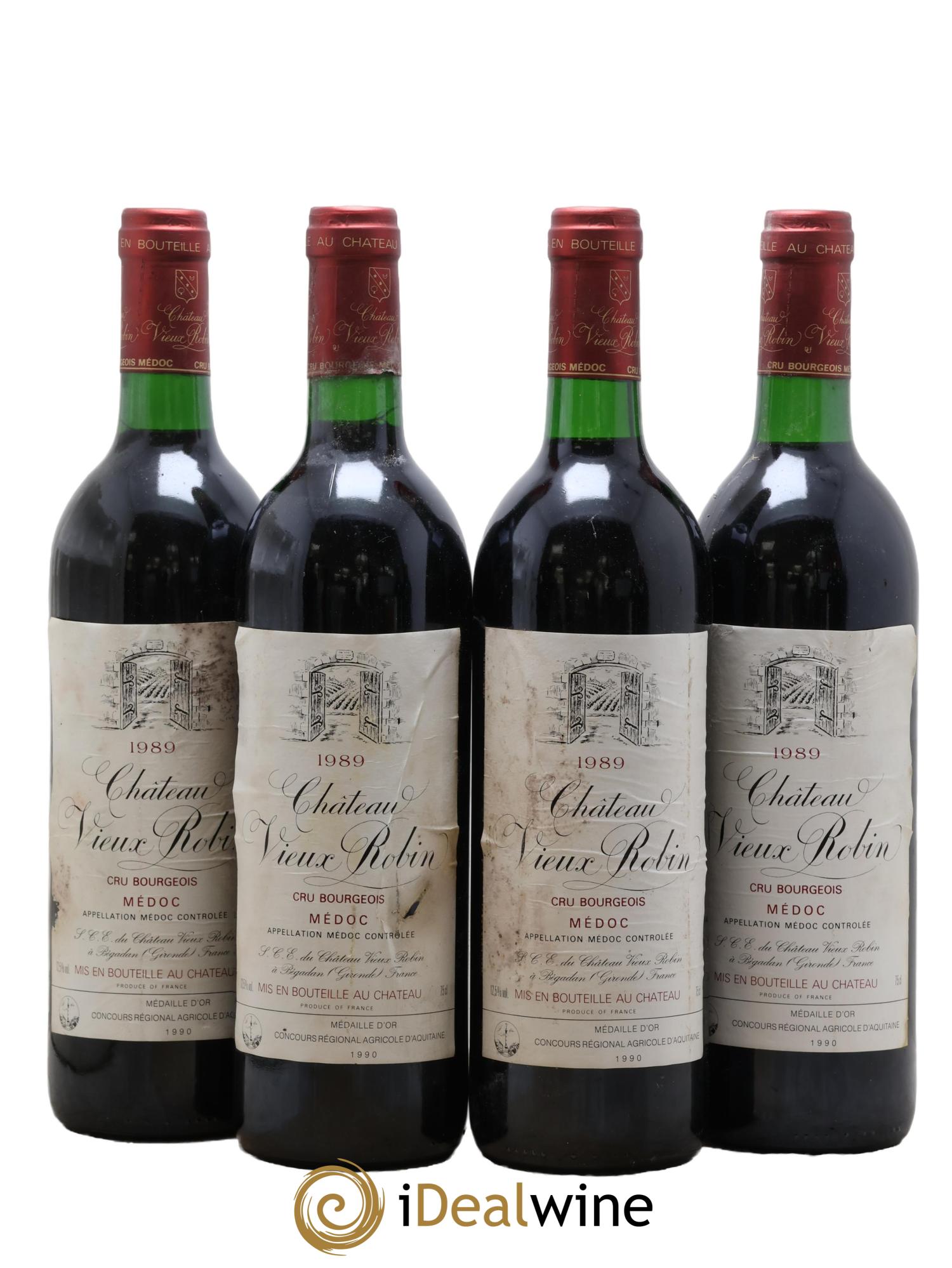 Château Vieux Robin Cru Bourgeois 1989 - Lot of 4 bottles - 0