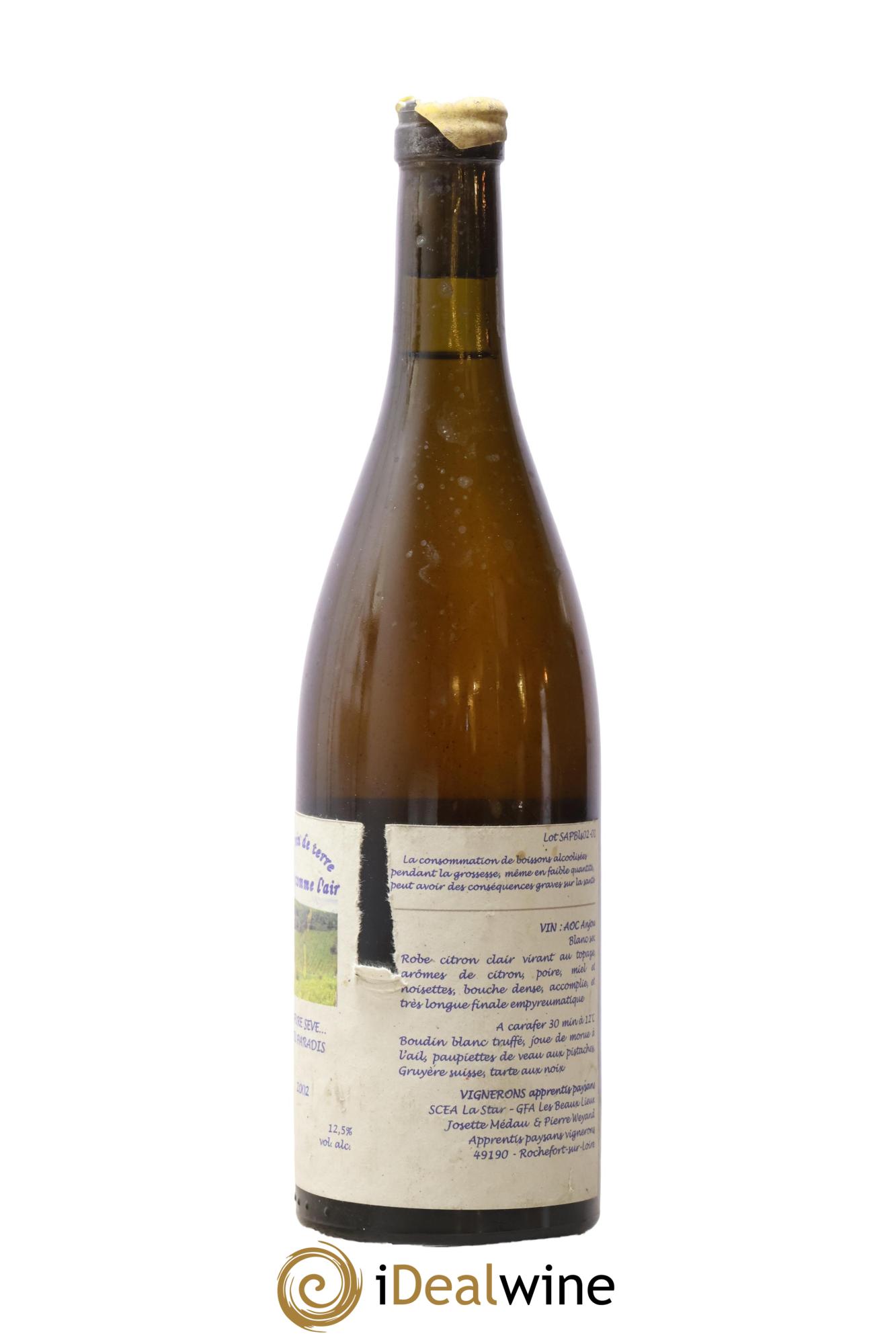 Anjou Un vin de Terre Libre comme l'Air La Pure Sève Du Paradis Josette Medau & Pierre Weyand 2002 - Lote de 1 botella - 2