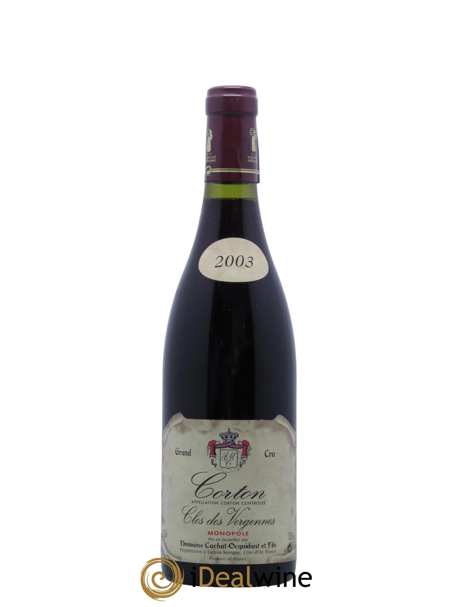 Corton Grand Cru Clos des Vergennes Cachat-Ocquidant 2003 - Lot de 1 bouteille - 0