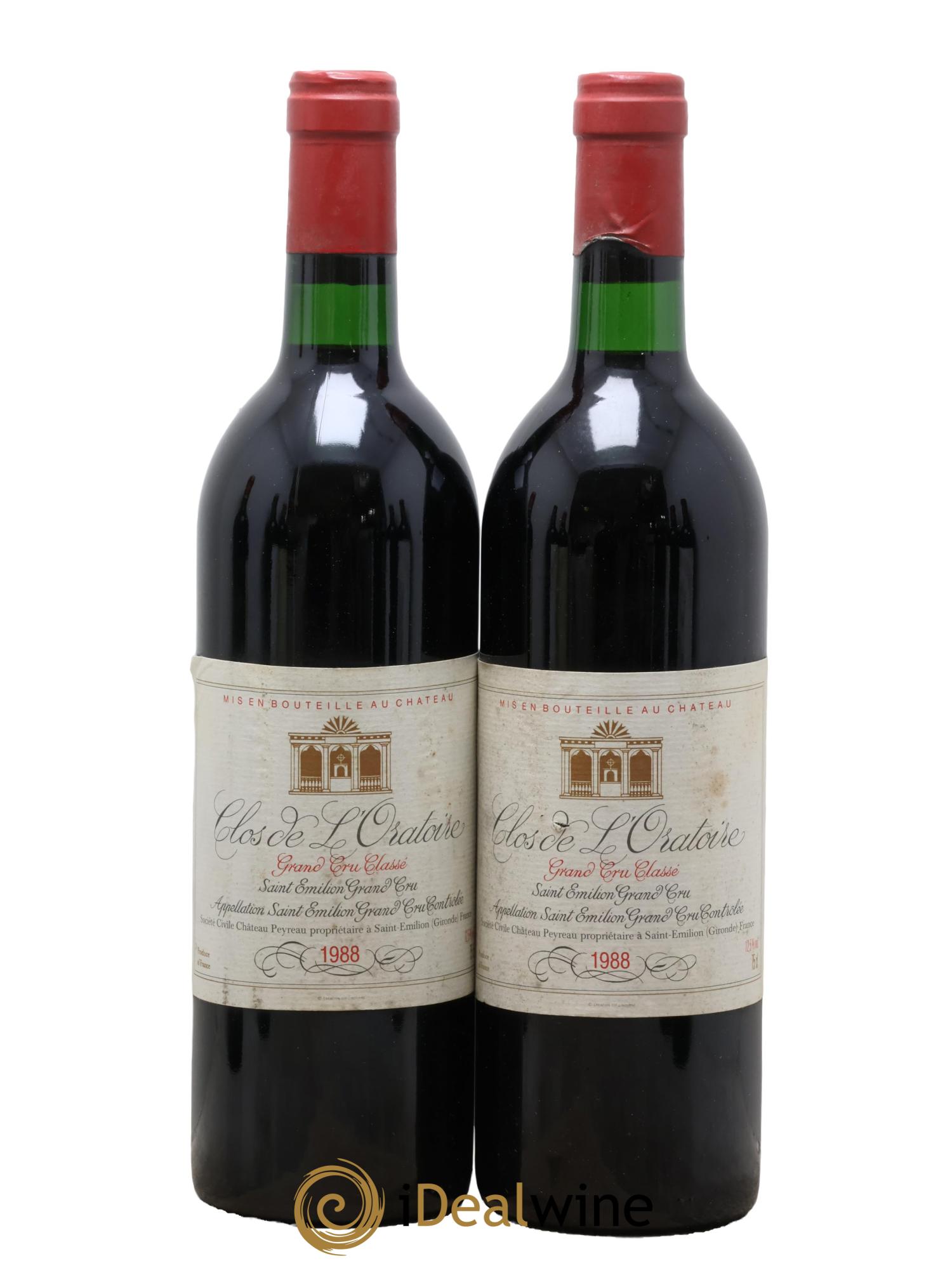 Clos de l'Oratoire Grand Cru Classé 1988 - Lot de 2 bouteilles - 0
