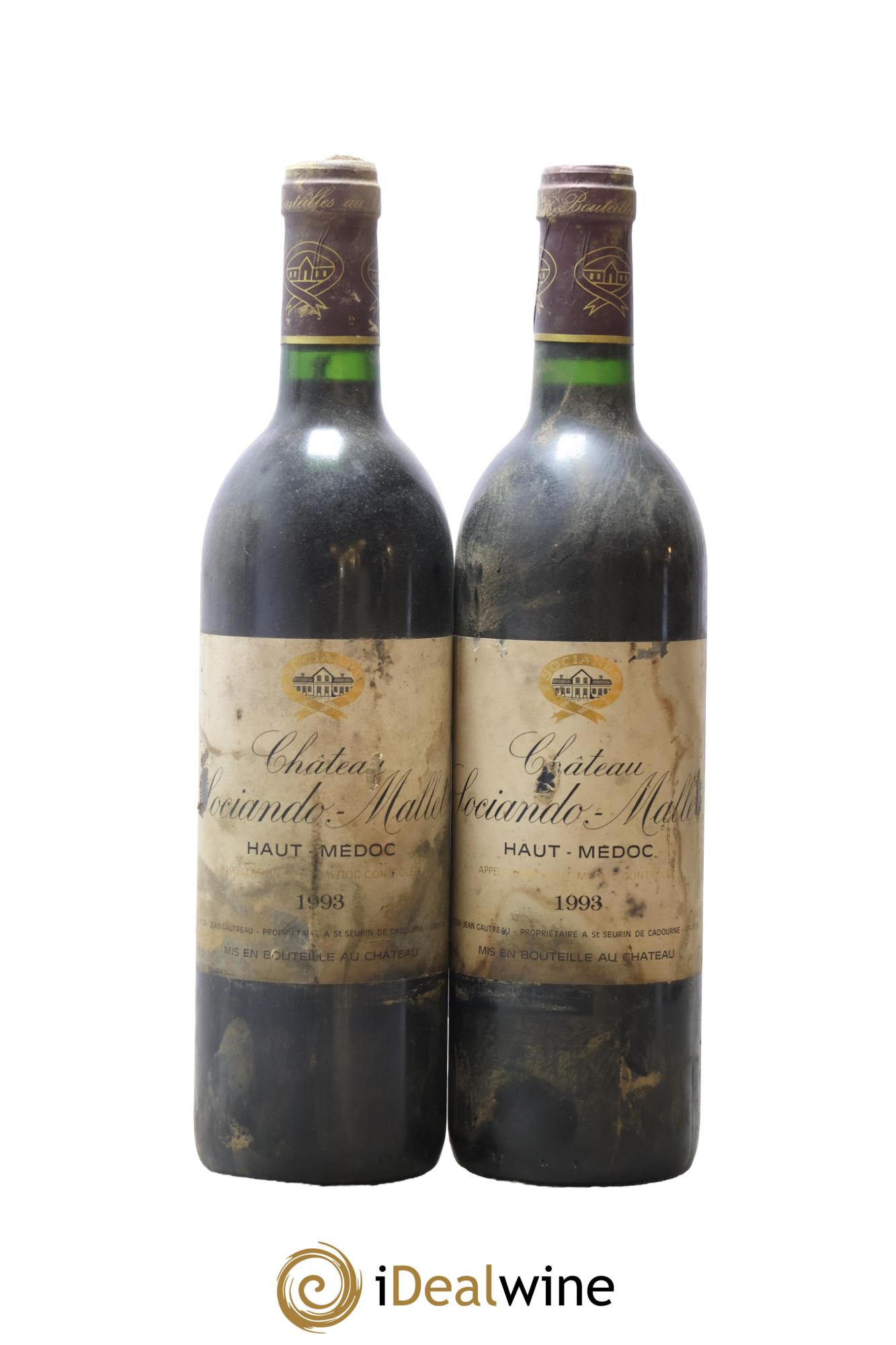Château Sociando Mallet 1993 - Lotto di 2 bottiglie - 0