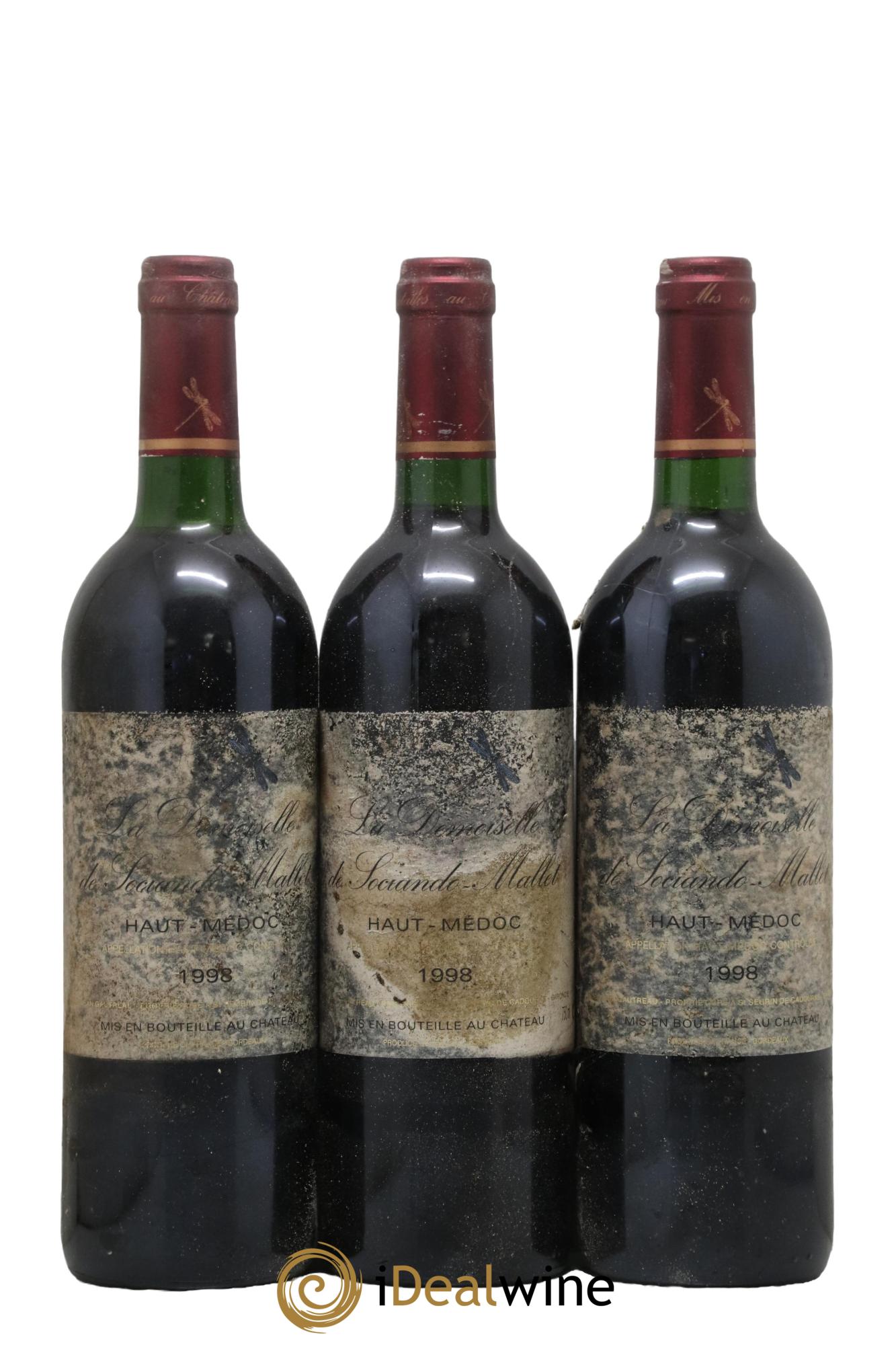 Demoiselle de Sociando Mallet Second Vin 1998 - Lot de 3 bouteilles - 0