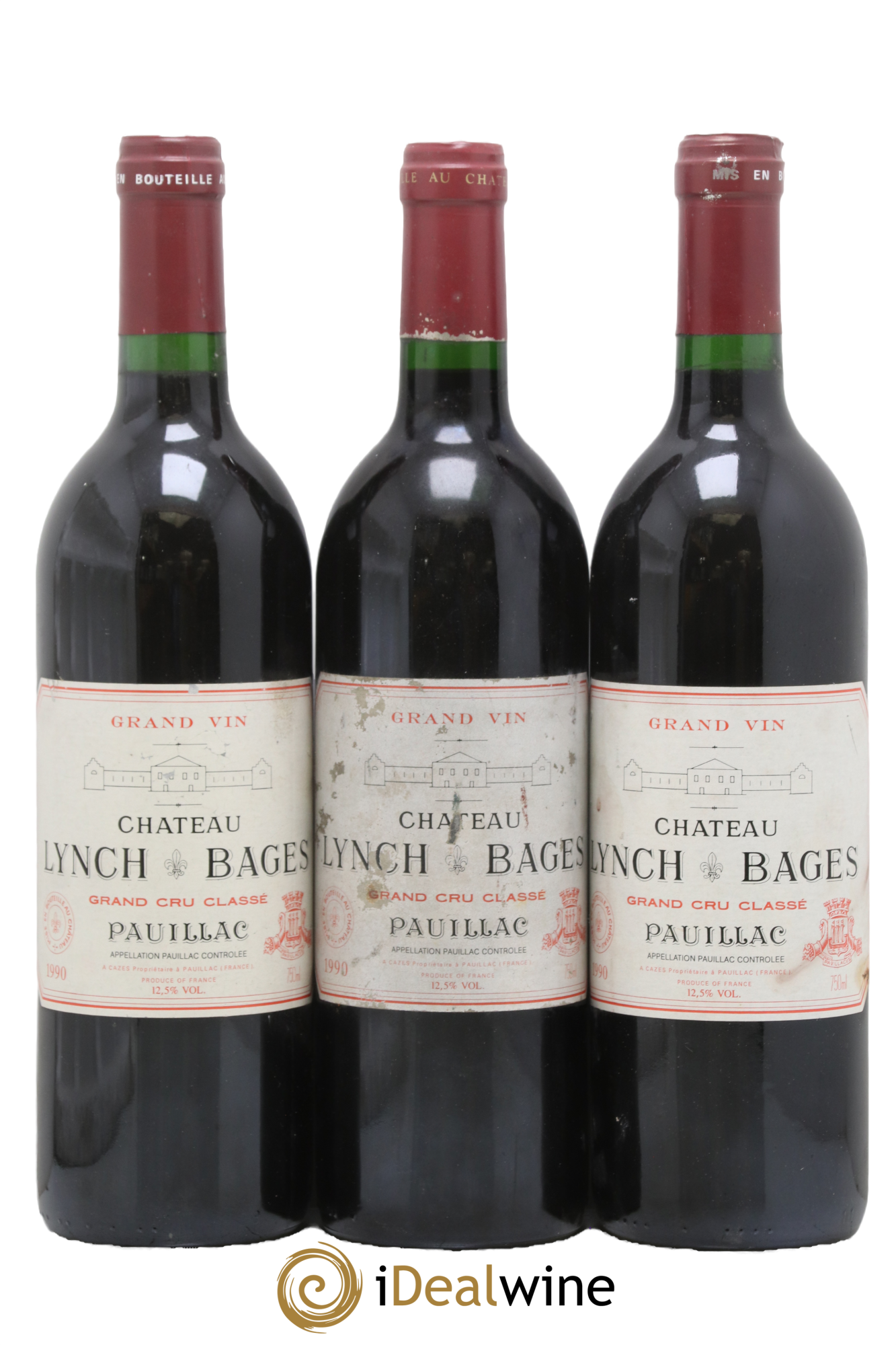 Château Lynch Bages 5ème Grand Cru Classé 1990 - Lot of 3 bottles - 0