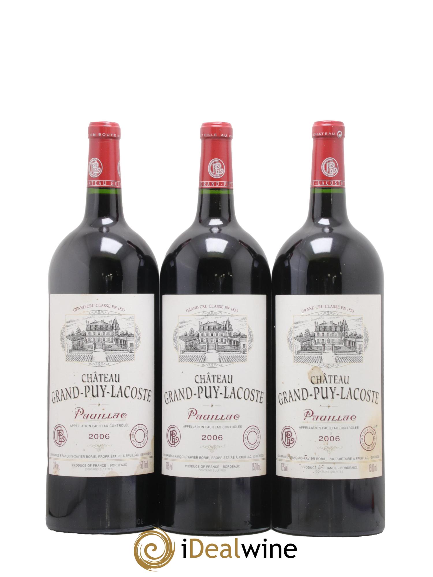 Château Grand Puy Lacoste 5ème Grand Cru Classé 2006 - Lot de 3 magnums - 0