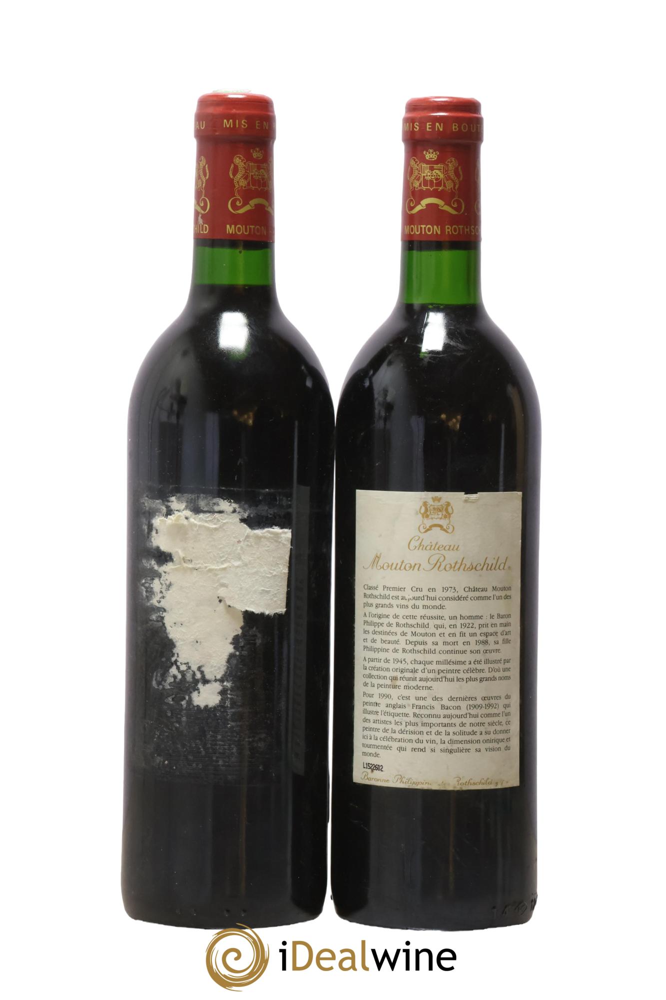 Château Mouton Rothschild 1er Grand Cru Classé 1990 - Lotto di 2 bottiglie - 1