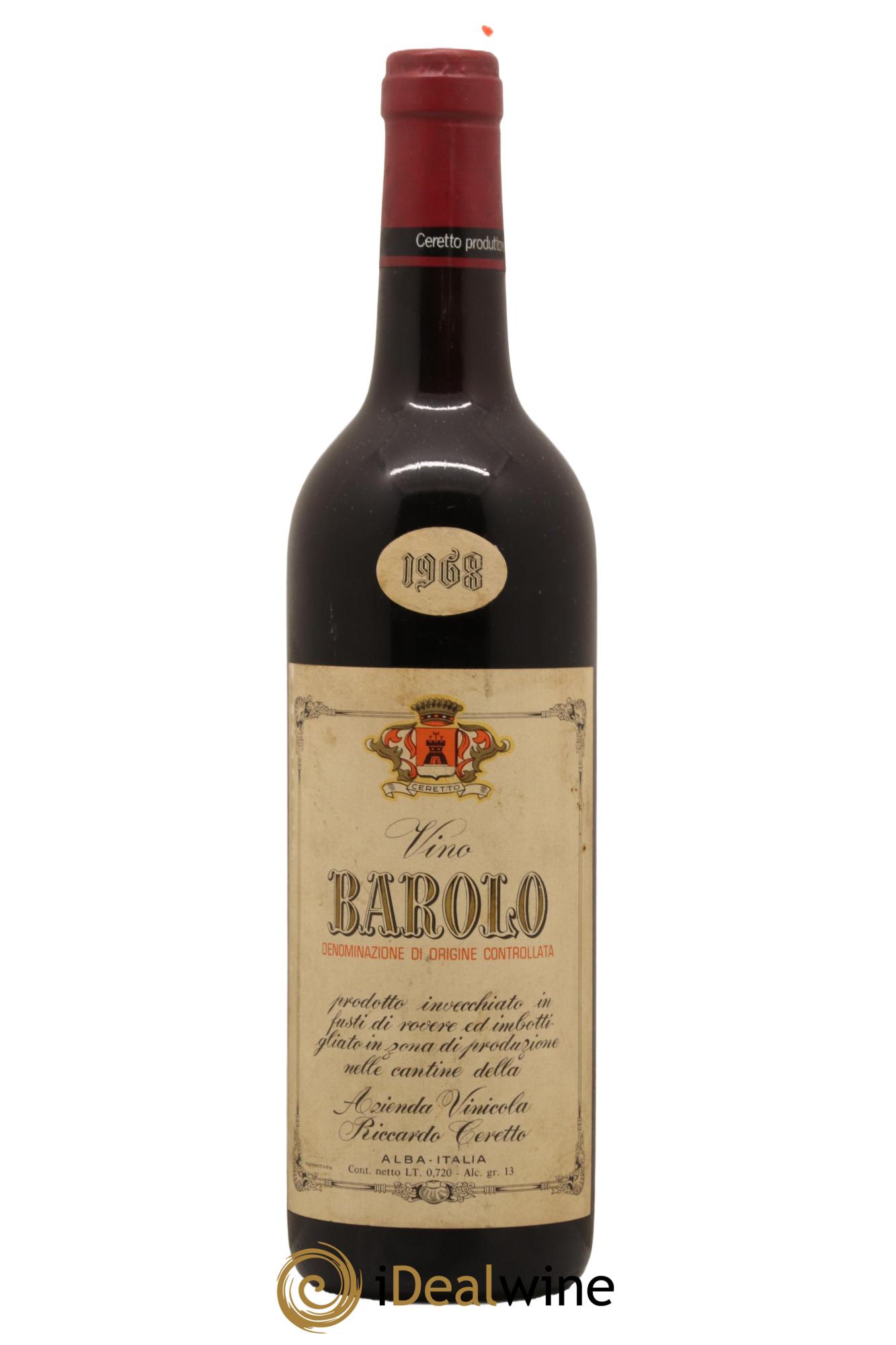Barolo Riccardo Ceretto 1968 - Lot de 1 bouteille - 0
