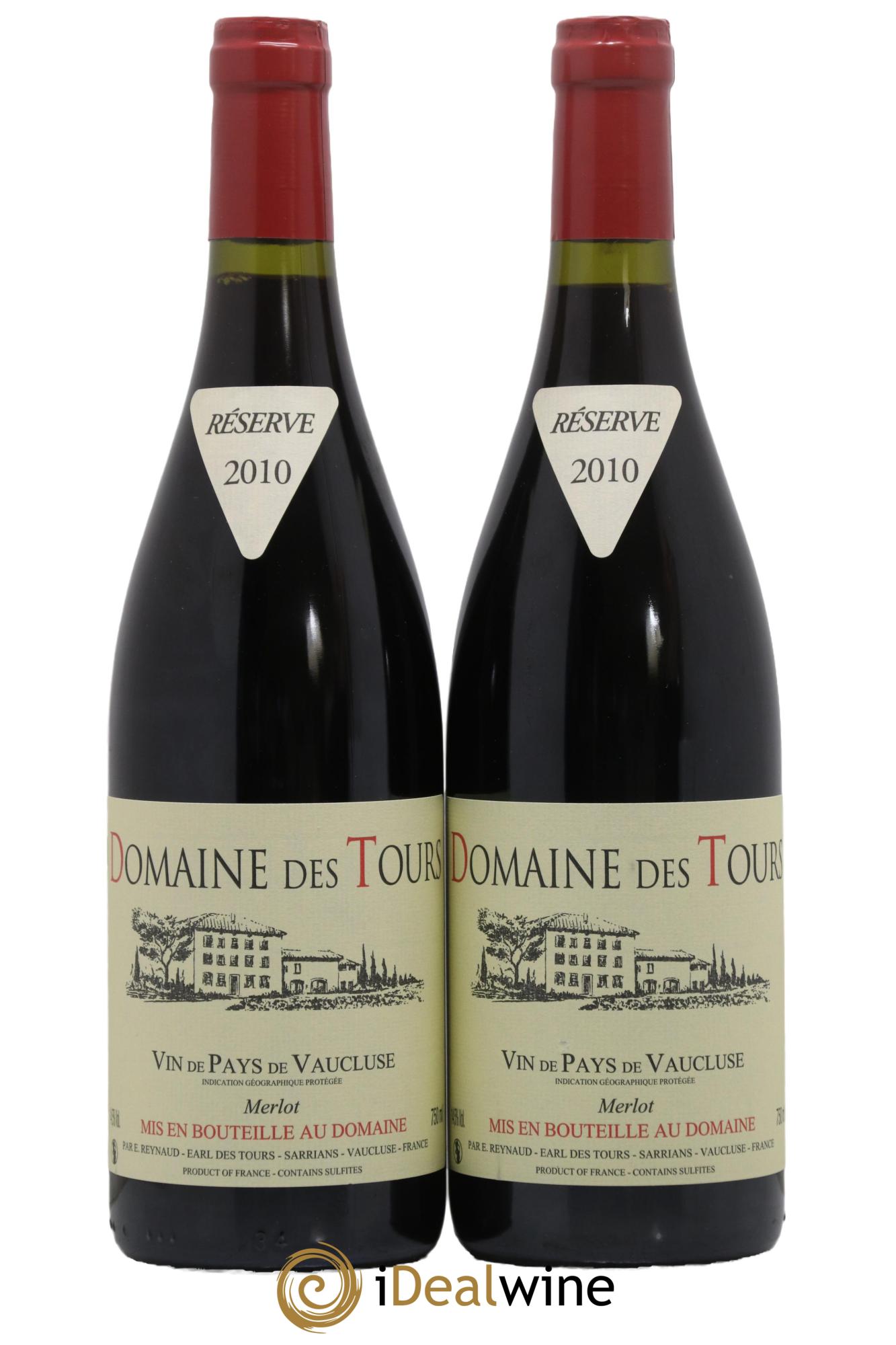 Vaucluse Domaine des Tours Merlot Emmanuel Reynaud 2010 - Lot de 2 bouteilles - 0
