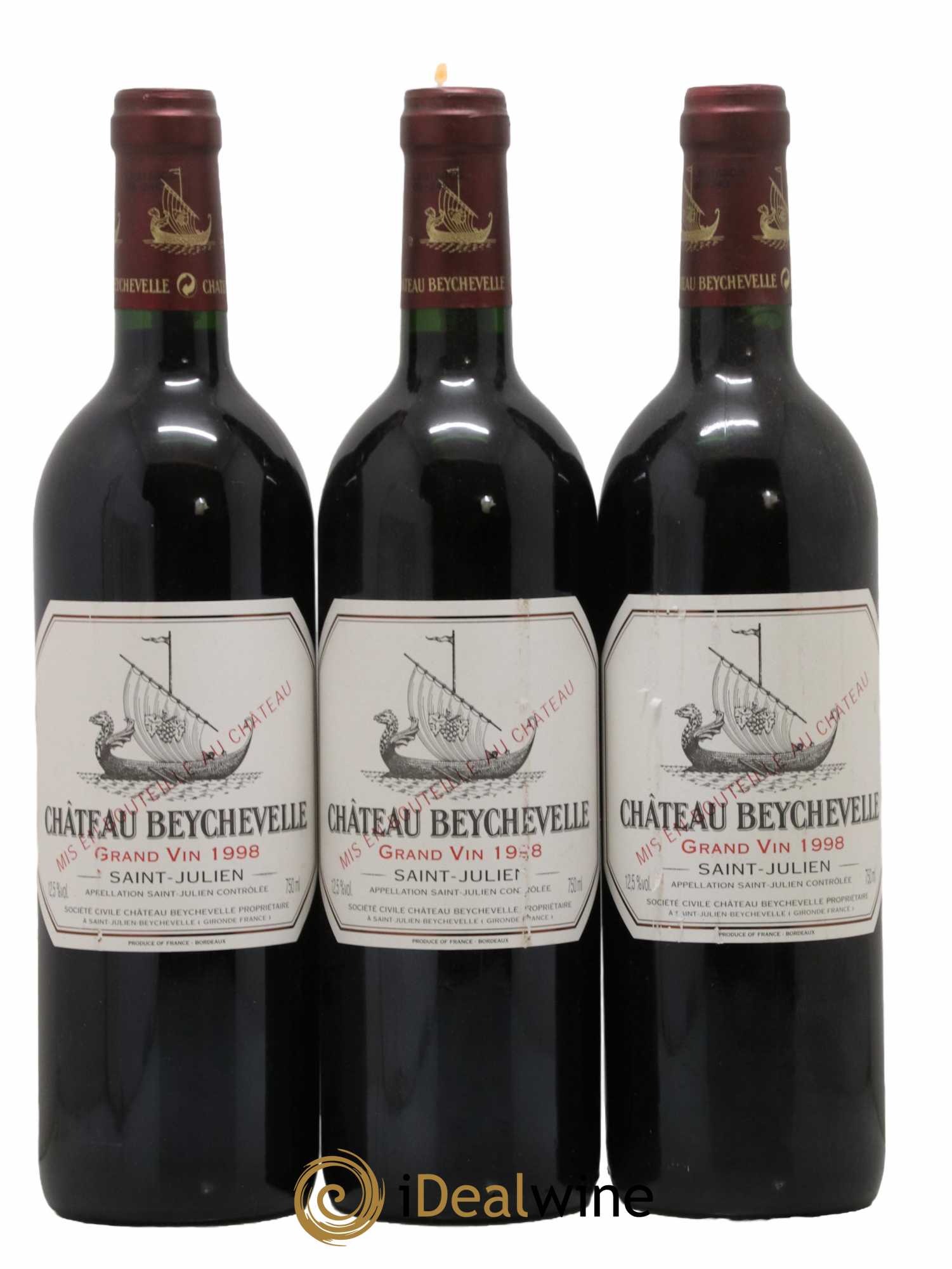 Château Beychevelle 4ème Grand Cru Classé 1998 - Lot de 3 bouteilles - 0