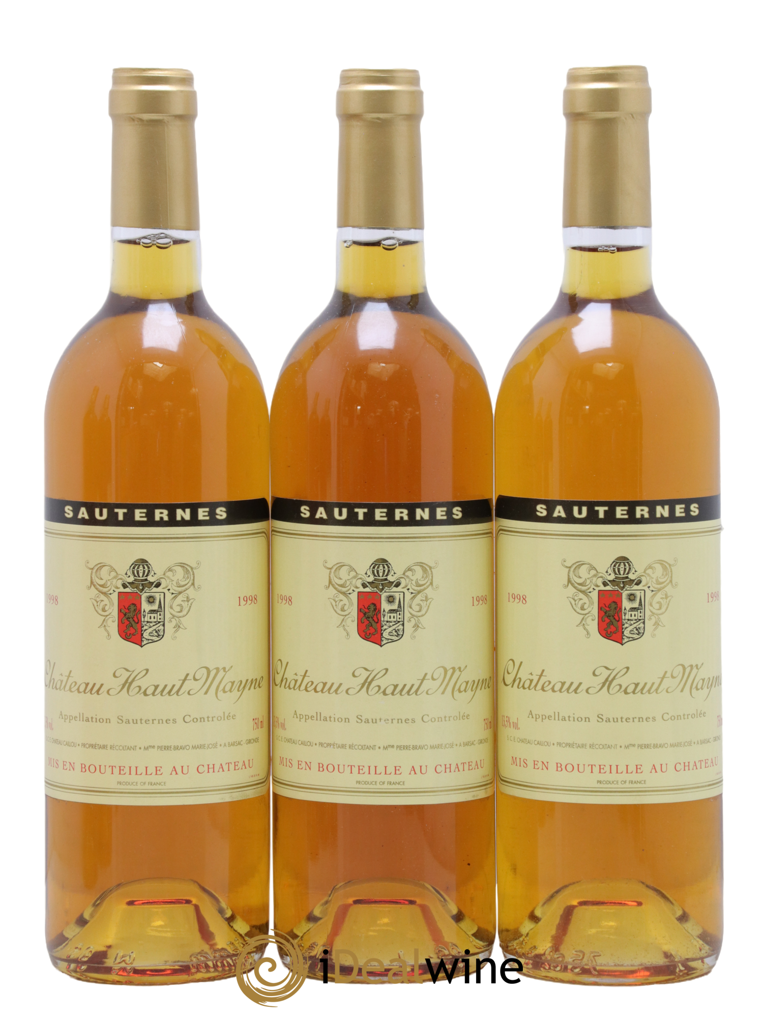 Sauternes Château Haut Mayne 1998 - Lotto di 3 bottiglie - 0