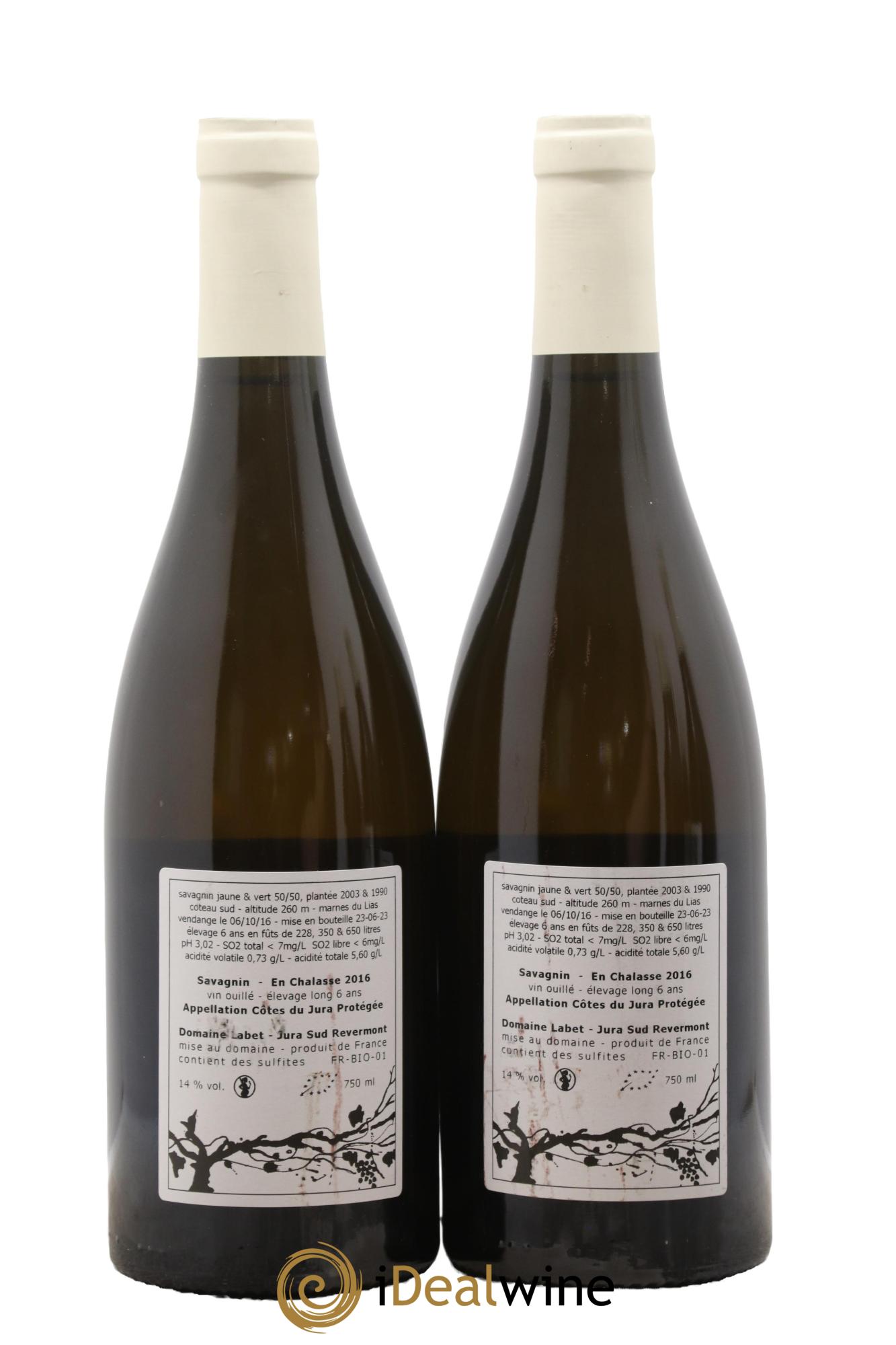 Côtes du Jura Savagnin en Chalasse Elevage Long Romain - Julien - Charline Labet 2016 - Lot de 2 bouteilles - 1