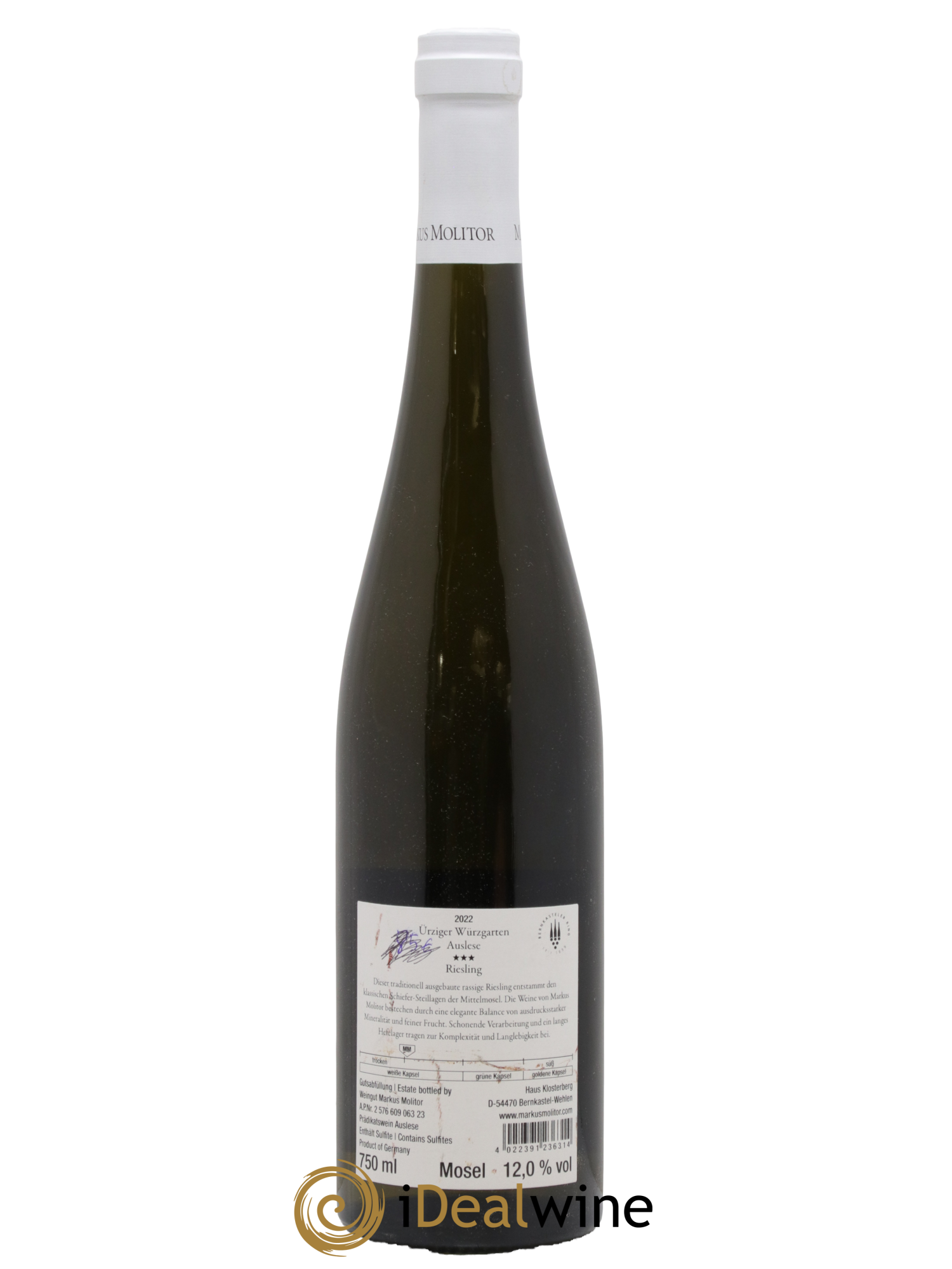 Allemagne Mosel-Saar Urziger Würzgarten Riesling Auslese  ***  Markus Molitor 2022 - Lot de 1 bouteille - 1