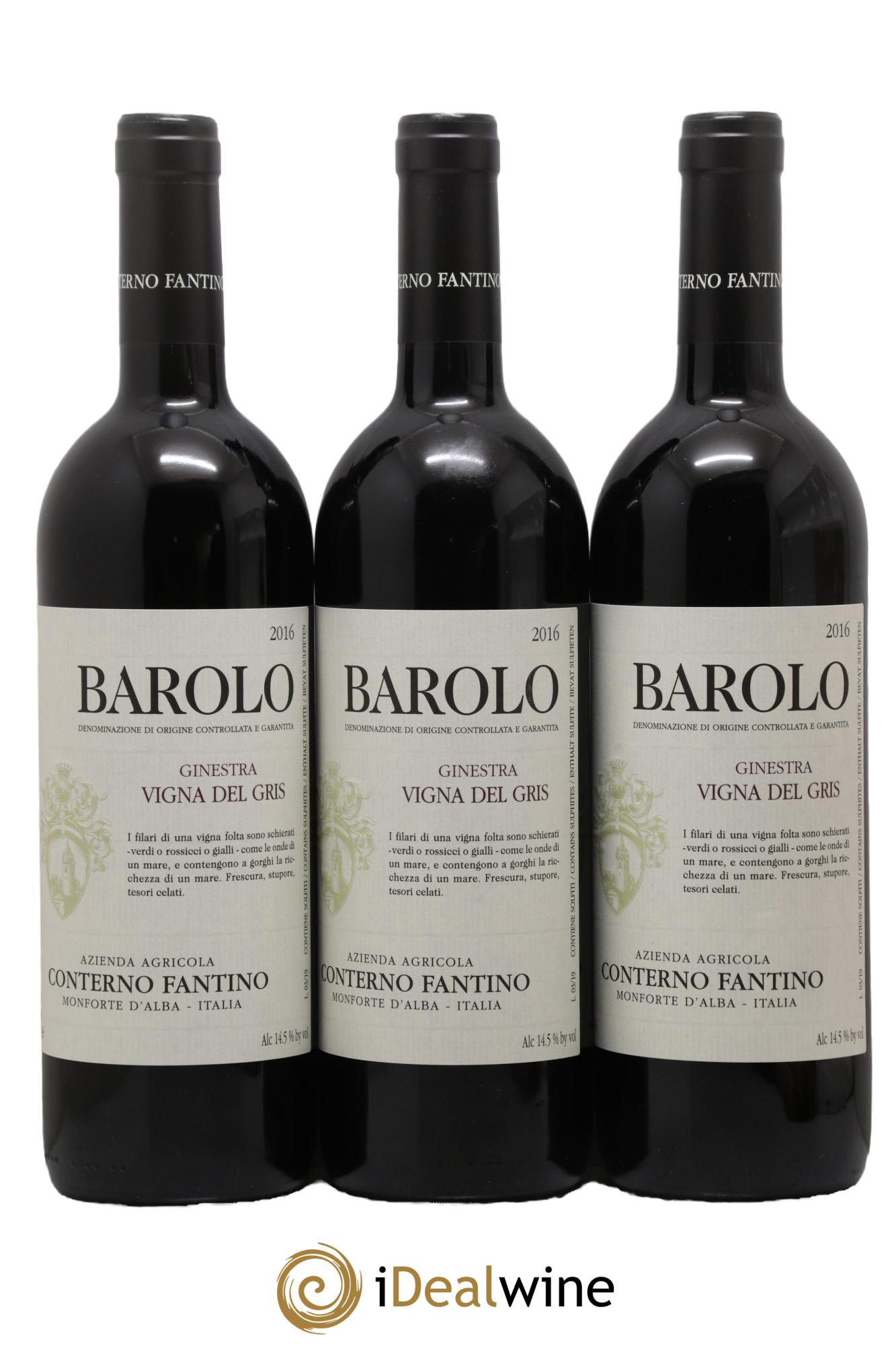 Barolo DOCG Ginestra Vigna Del gris Conterno Fantino 2016 - Posten von 3 Flaschen - 0