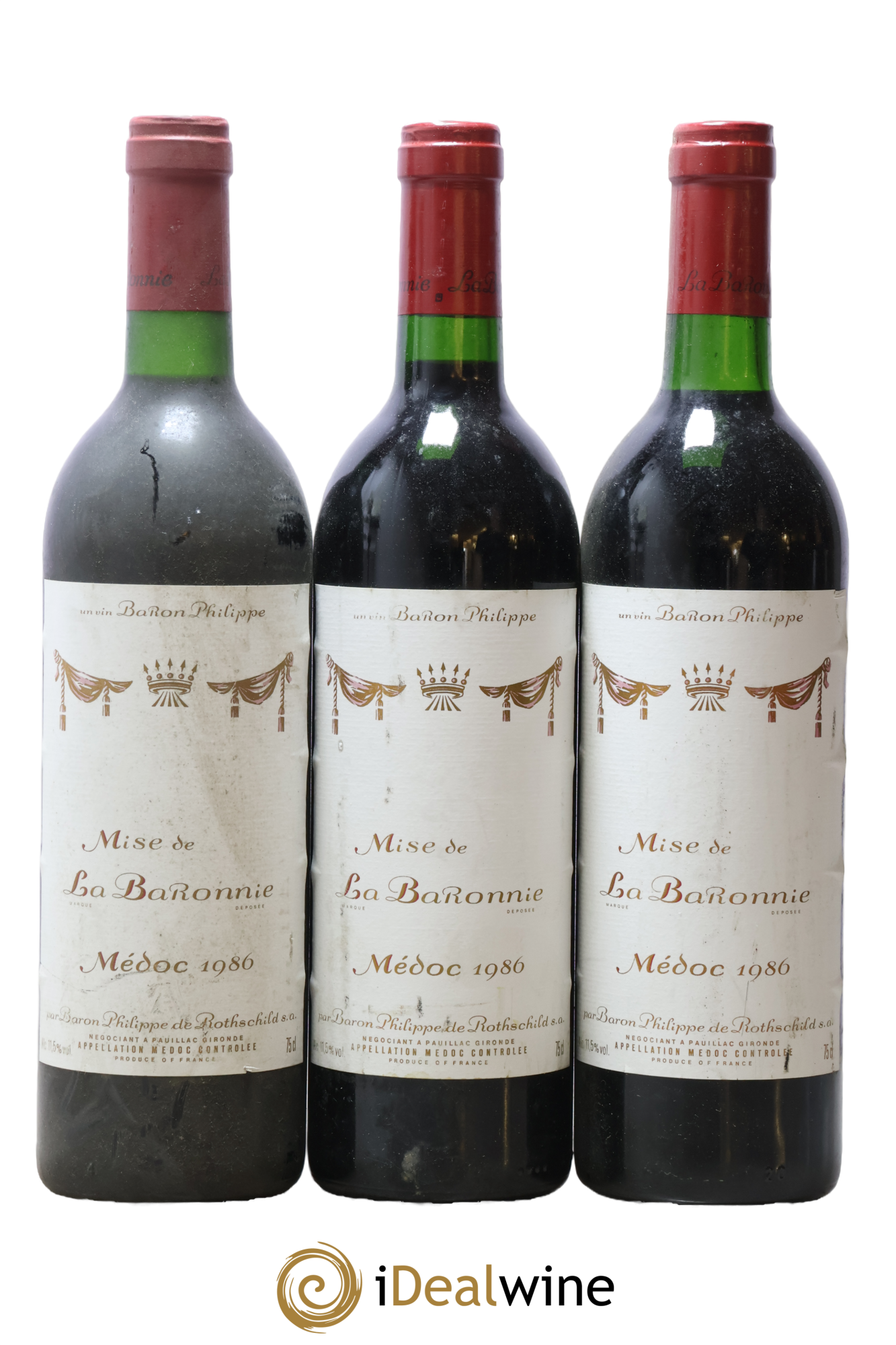 Médoc Mise de la Baronnie Baron Philippe de Rothschild 1986 - Posten von 3 Flaschen - 0