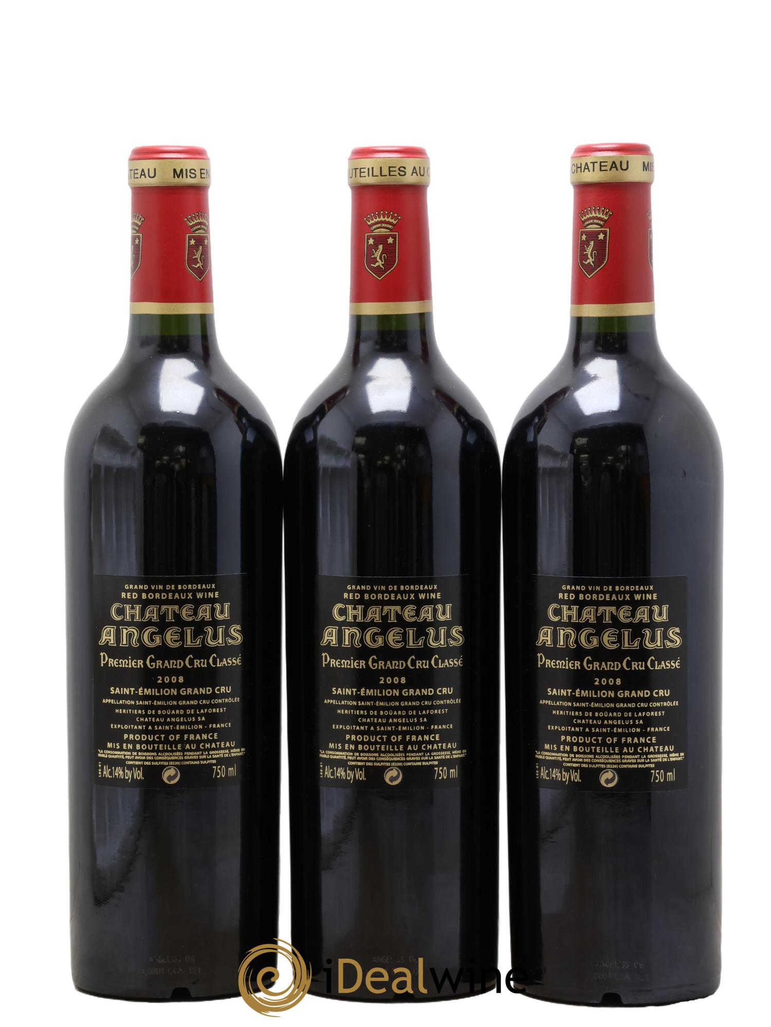 Château Angélus 1er Grand Cru Classé A 2008 - Posten von 3 Flaschen - 1