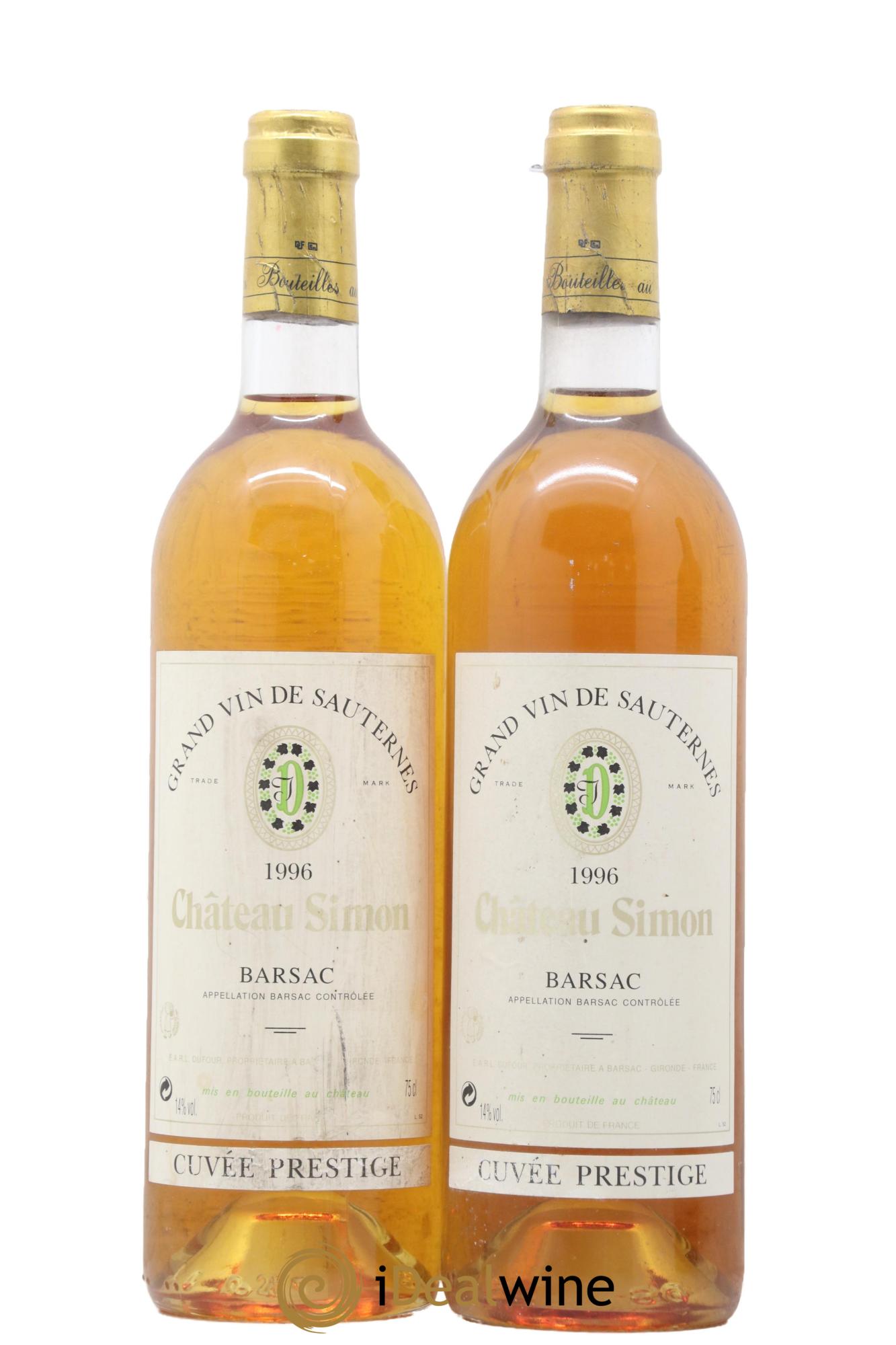 Barsac Château Simon Cuvée Prestige 1996 - Lot de 2 bouteilles - 0