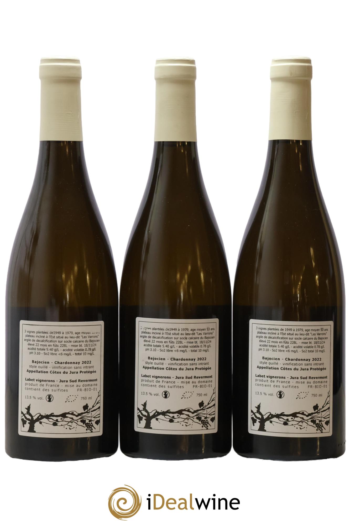 Côtes du Jura Chardonnay Bajocien Romain - Julien - Charline Labet 2022 - Posten von 3 Flaschen - 1