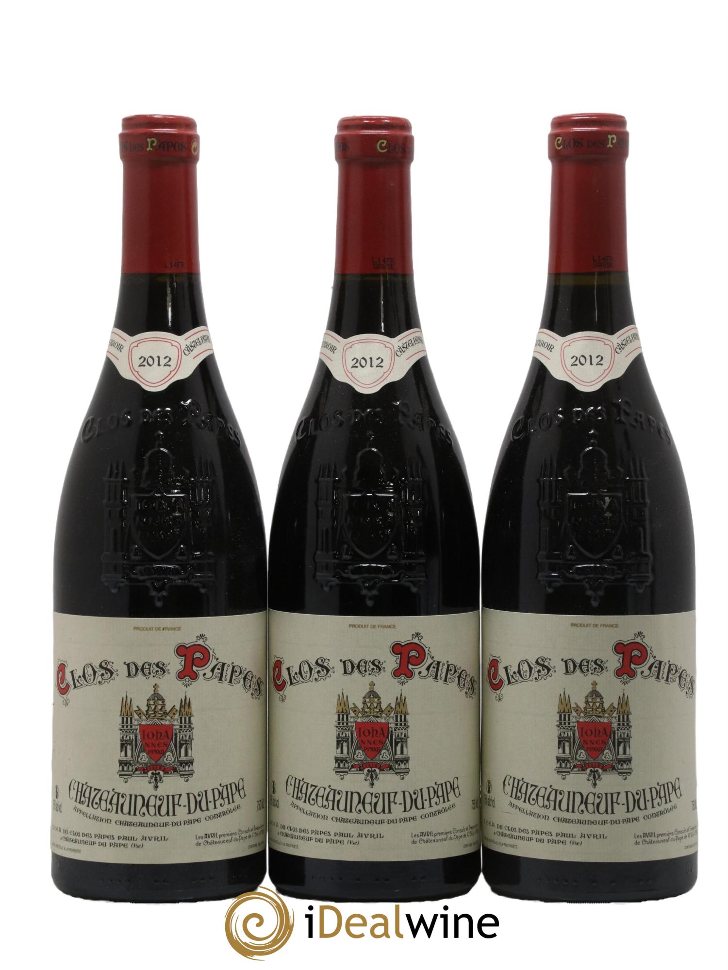Châteauneuf-du-Pape Clos des Papes - Paul Avril 2012 - Lot de 3 bouteilles - 0