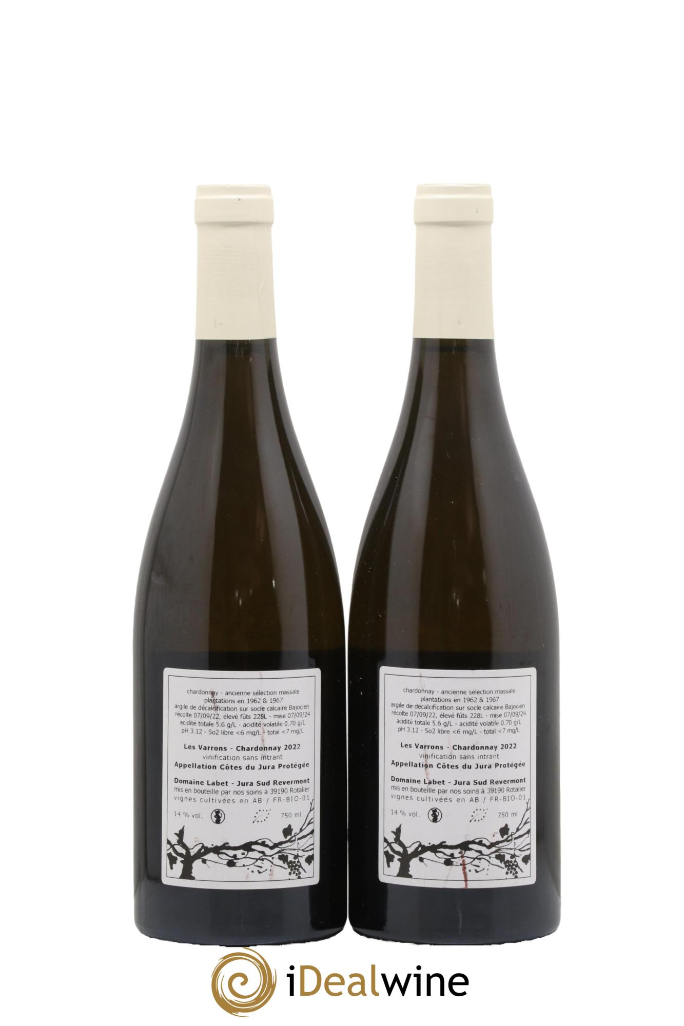 Côtes du Jura Chardonnay Les Varrons Romain - Julien - Charline Labet 2022 - Lotto di 2 bottiglie - 1
