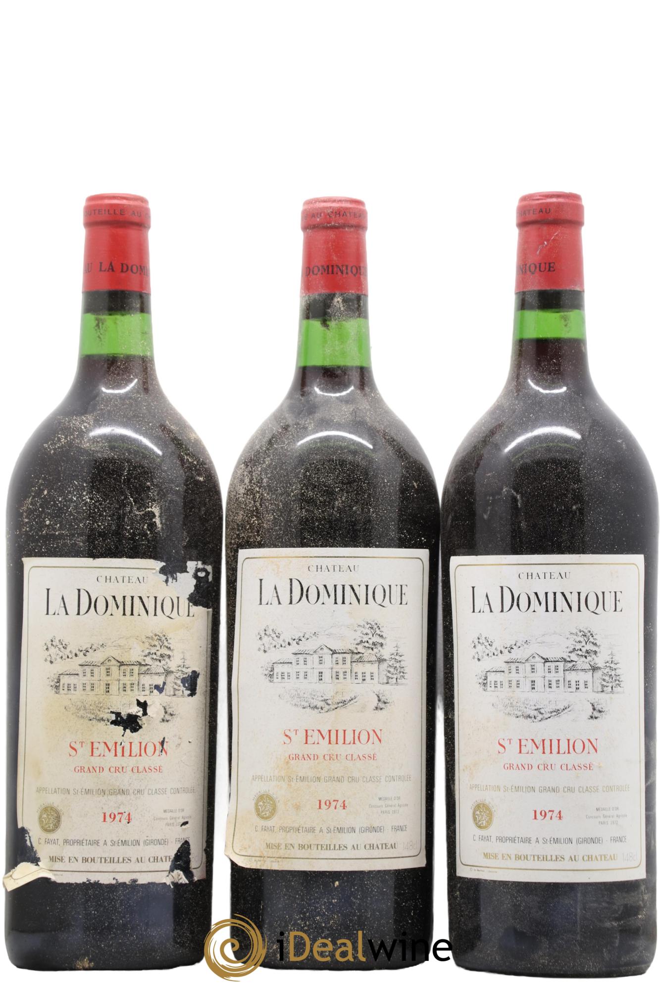 Château la Dominique Grand Cru Classé 1974 - Lot de 3 magnums - 0