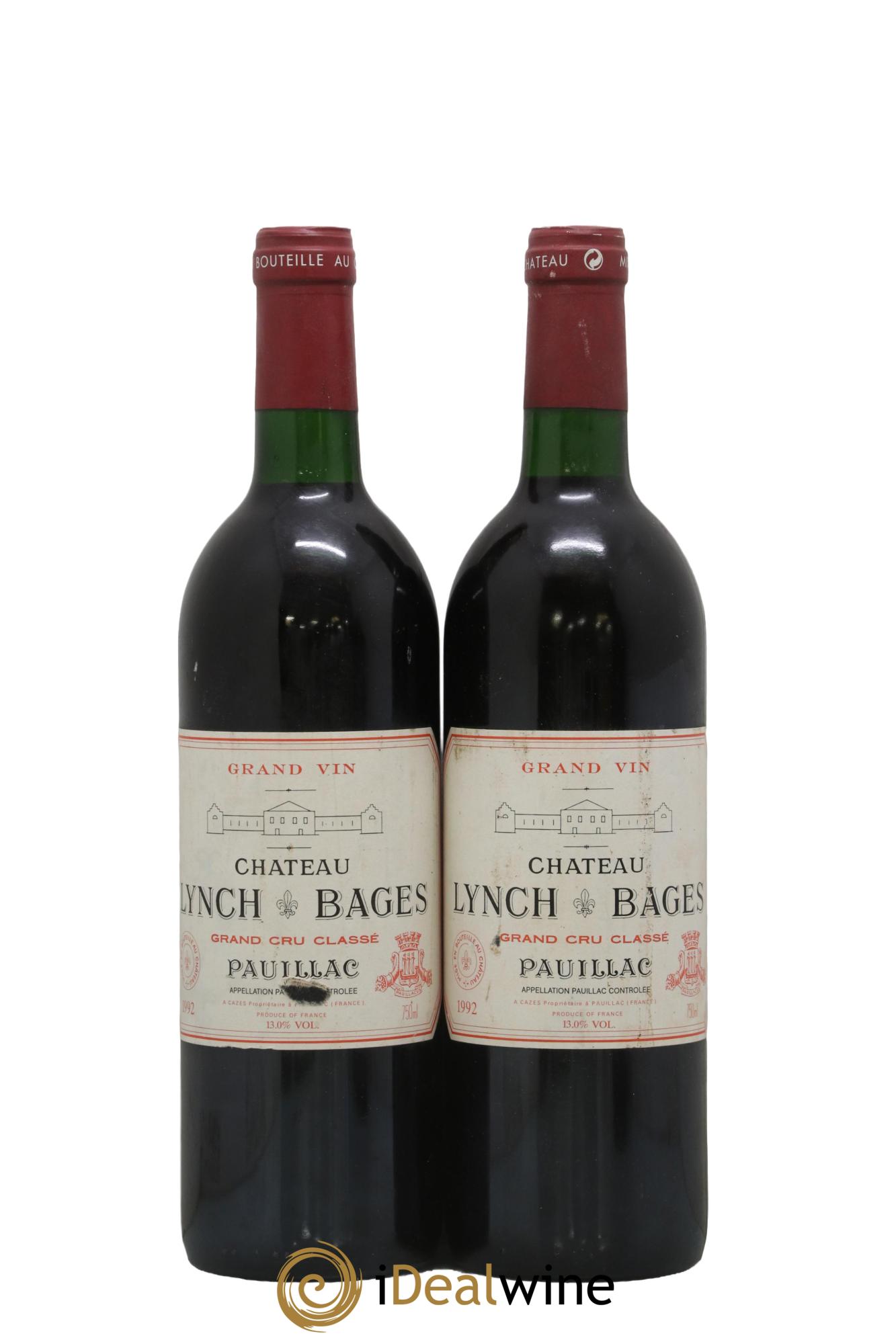Château Lynch Bages 5ème Grand Cru Classé 1992 - Posten von 2 Flaschen - 0