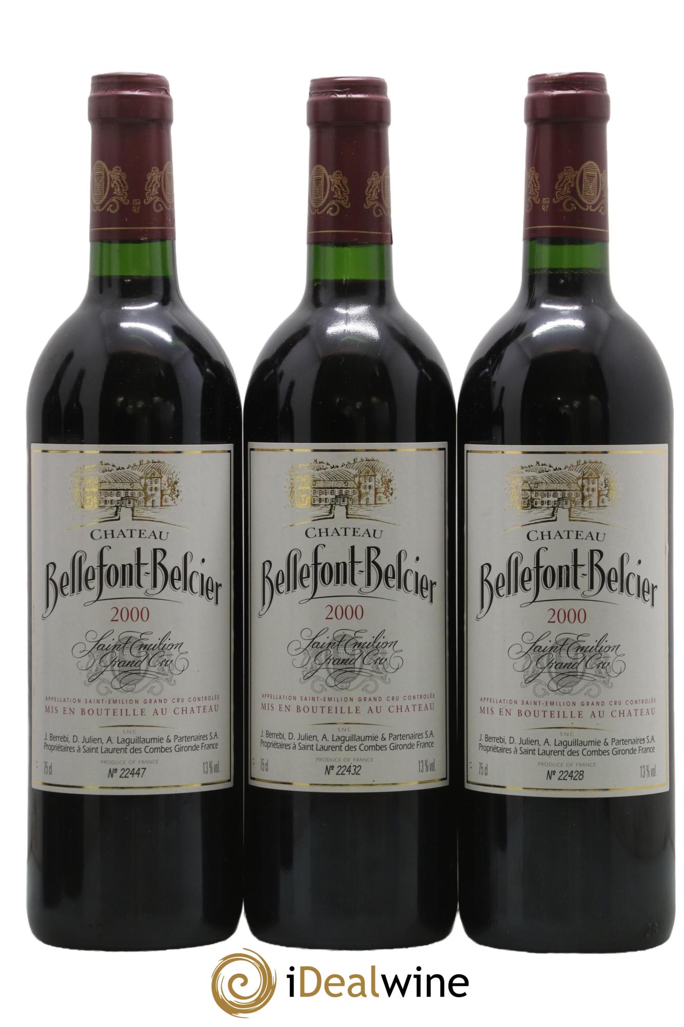Château Bellefont-Belcier Grand Cru Classé 2000 - Lotto di 3 bottiglie - 0