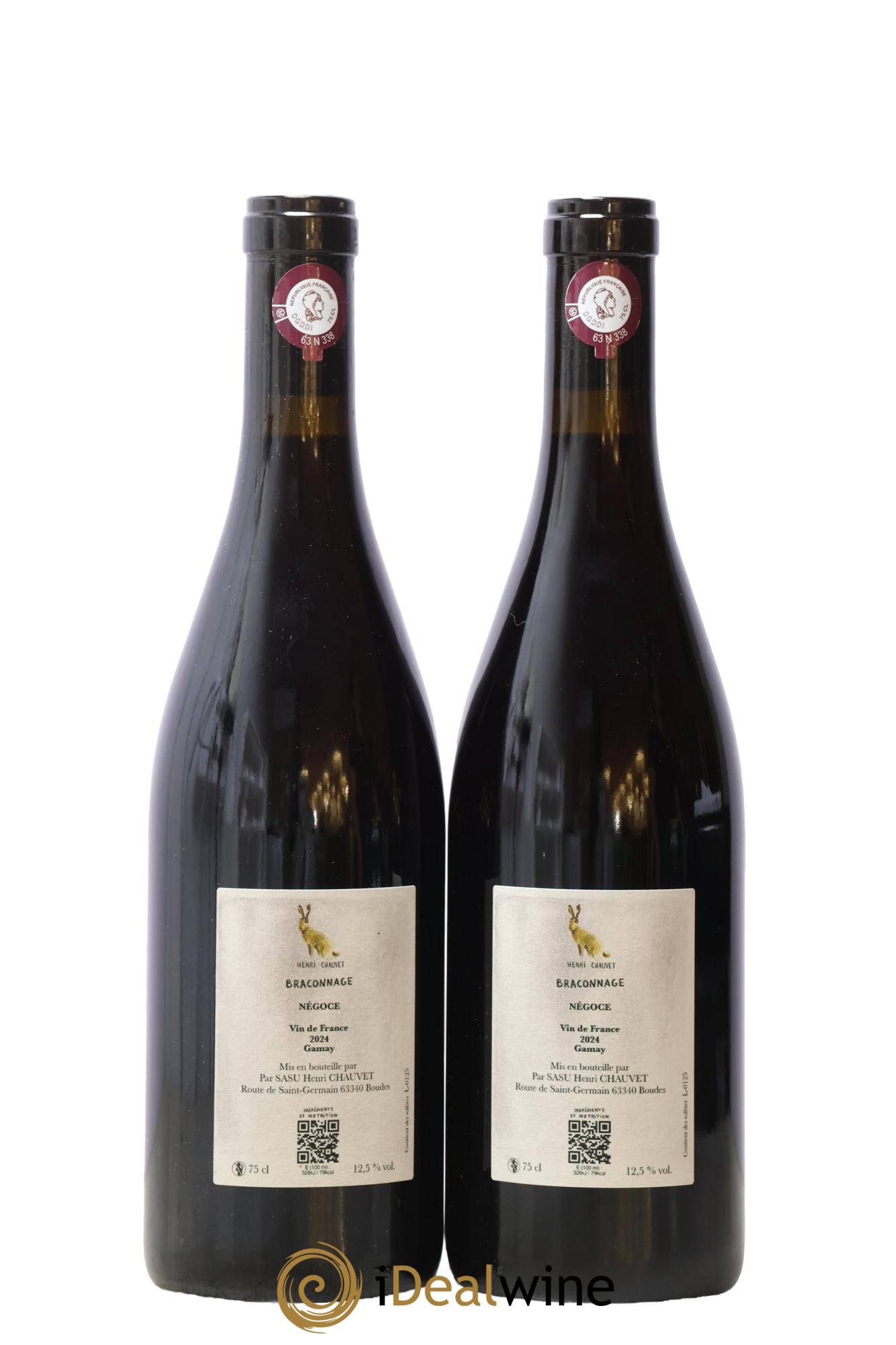 Vin de France Braconnage Henri Chauvet 2024 - Lotto di 2 bottiglie - 1