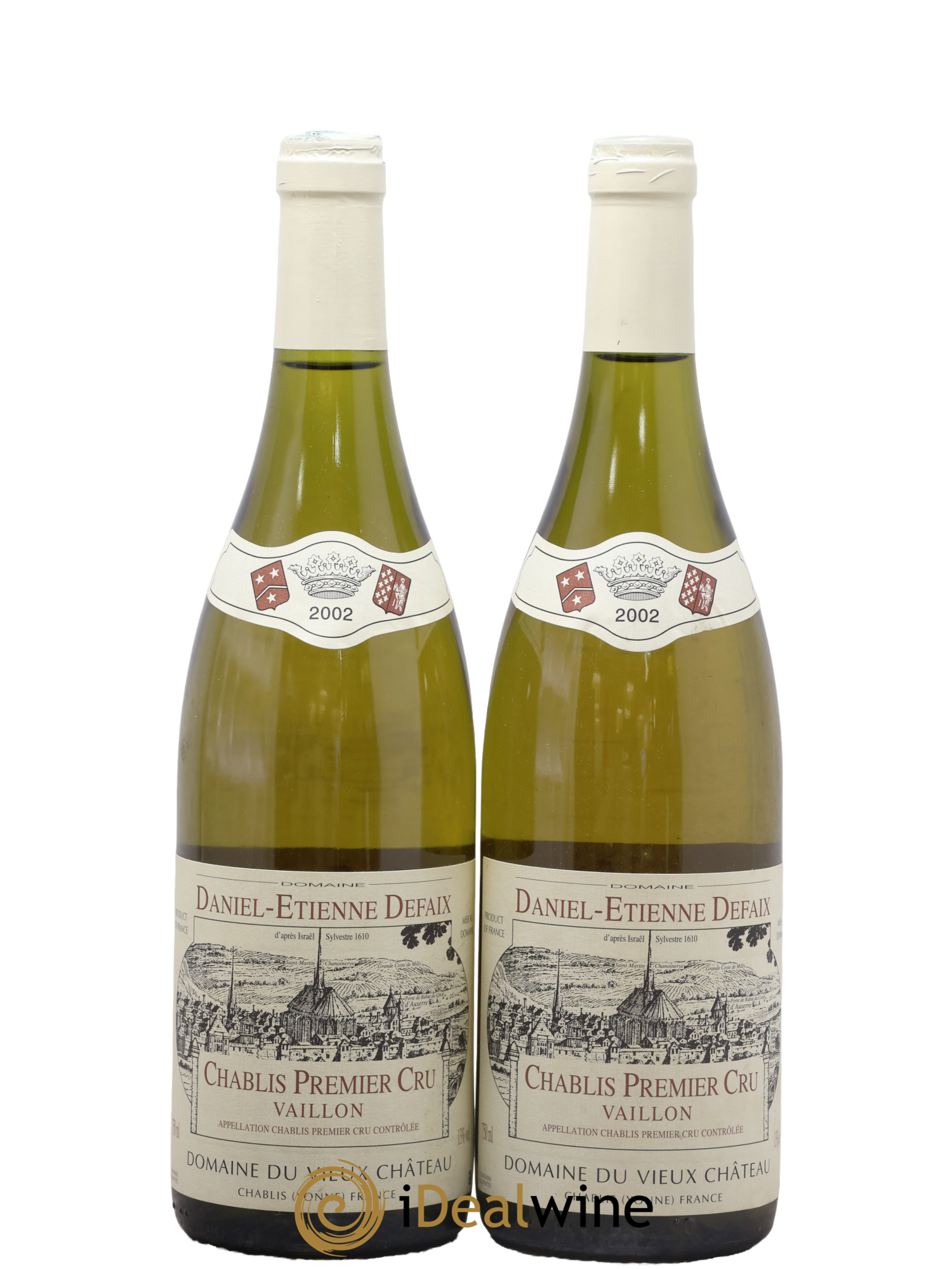Chablis 1er Cru Vaillon Domaine Du Vieux Château Daniel Etienne Defaix 2002 - Lot de 2 bouteilles - 0