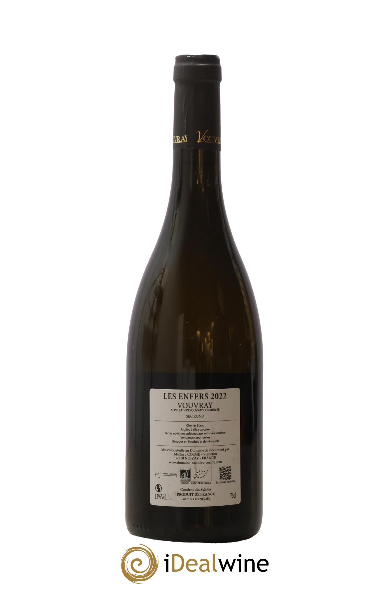 Vouvray Les Enfers Domaine Mathieu Cosme 2022 - Lot de 1 bouteille - 1