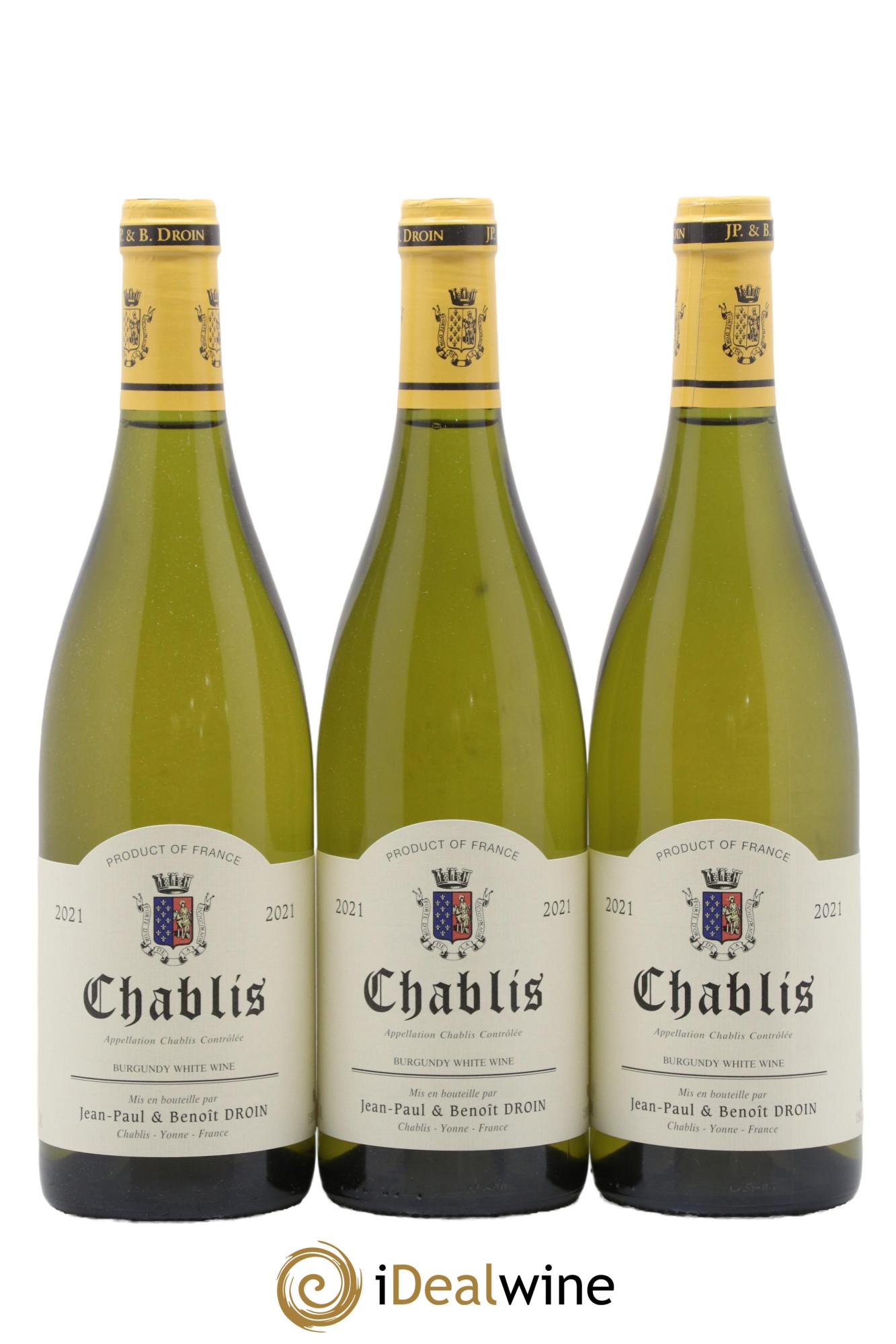 Chablis Jean-Paul & Benoît Droin (Domaine) 2021 - Lot de 3 bouteilles - 0