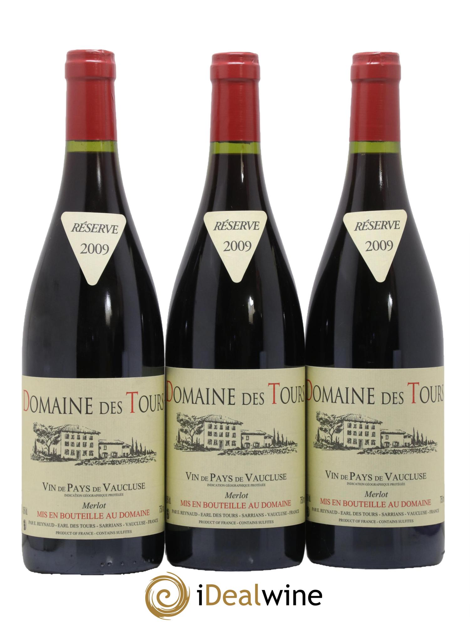 Vaucluse Domaine des Tours Merlot Emmanuel Reynaud 2009 - Lot de 3 bouteilles - 0