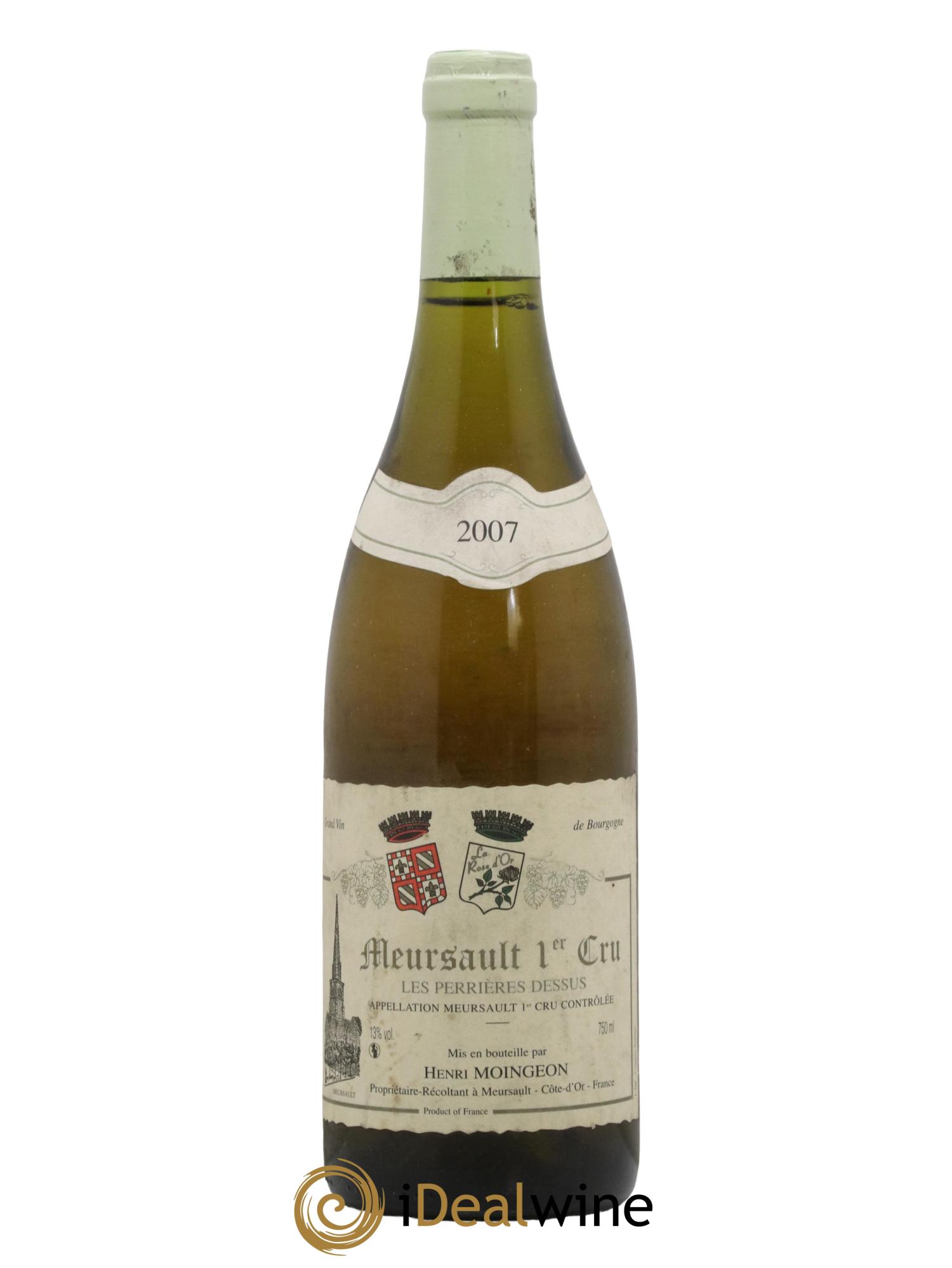 Meursault 1er Cru Les Perrieres Du Dessus Domaine Moingeon 2007 - Lot de 1 bouteille - 0