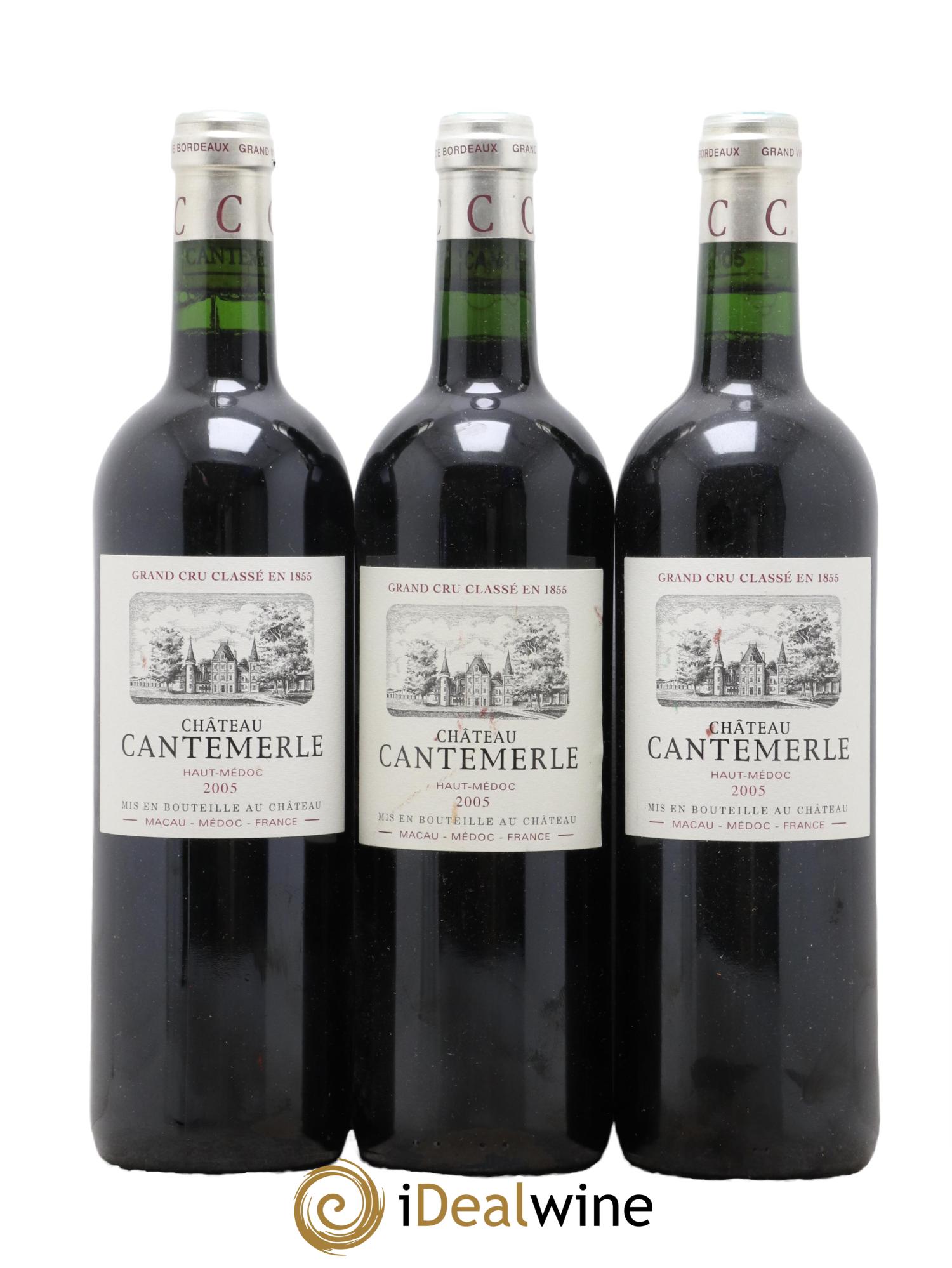 Château Cantemerle 5ème Grand Cru Classé 2005 - Lotto di 3 bottiglie - 0